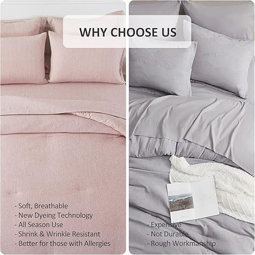 Miniatura 2 de JML Juego de edredón tamaño King, edredón ligero de 8 piezas, juego de ropa de cama de teñido catiónico, 90 x 104 pulgadas, color burdeos