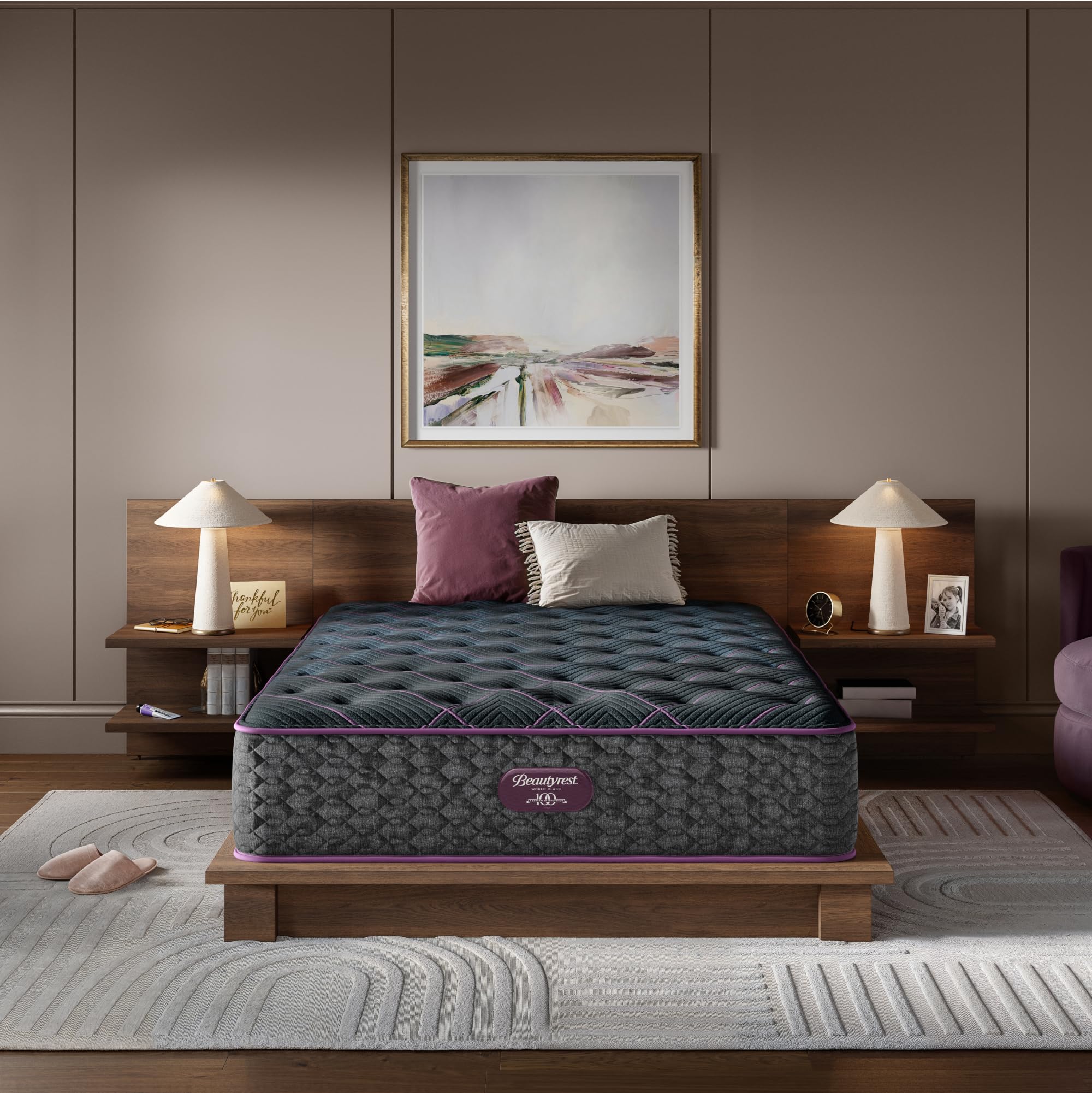Beautyrest World Class Level Three Plush 14.75" Mattress - Queen Size - Durable Support, Pressure Relief, Cooling, Motion Separation; CertiPUR-US, 100 Night Sleep Trial 