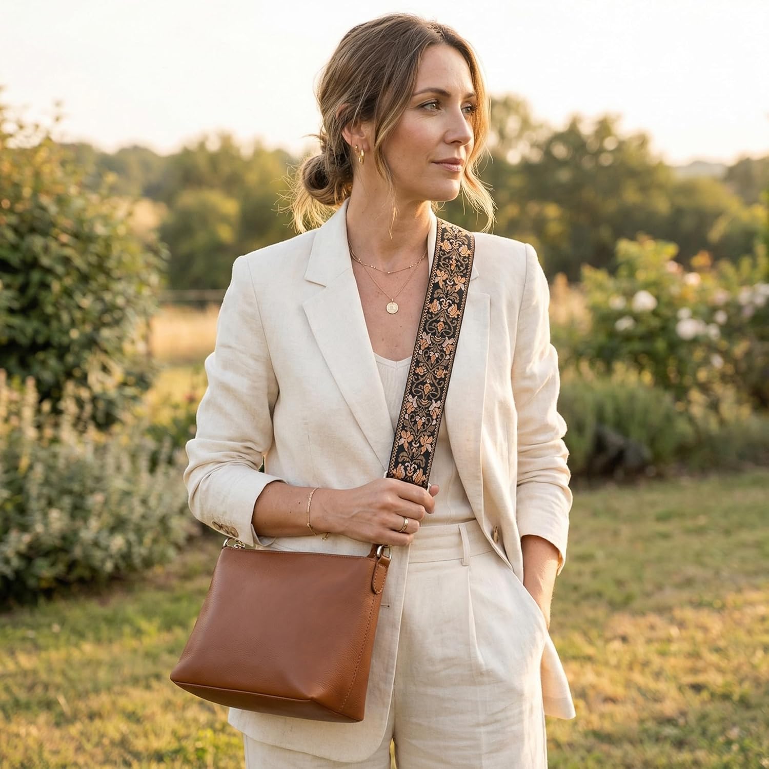 Flower Purse Strap Replacement Embroidery Crossbody Shoulder Strap for Handbag Canvas Purse Extender Accessories - Image 4