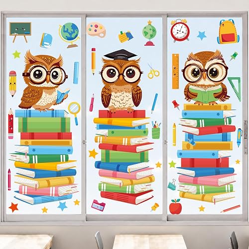 3 Sheets Extra Large Reading Corner Window Cling Giant Back to School Window Dec