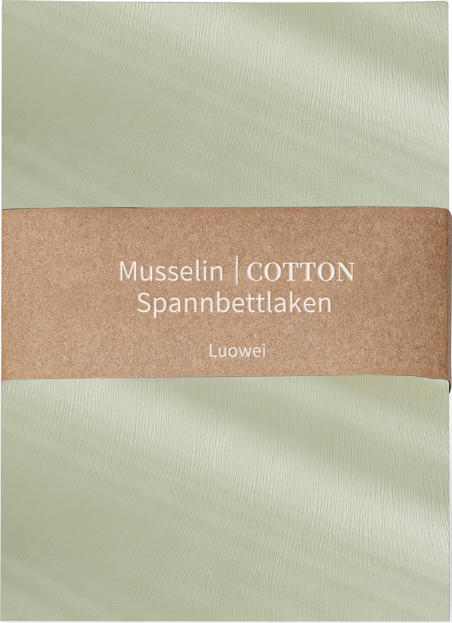 Luowei Muslin Spannbettlaken 140x200cm-100% Baumwolle, WeichesAtmungsaktives Bettlaken für Sommer & Winter，Ökotex，Grün Boxspringbett Spannbetttuch，Passend für Matratzen bis 30cm