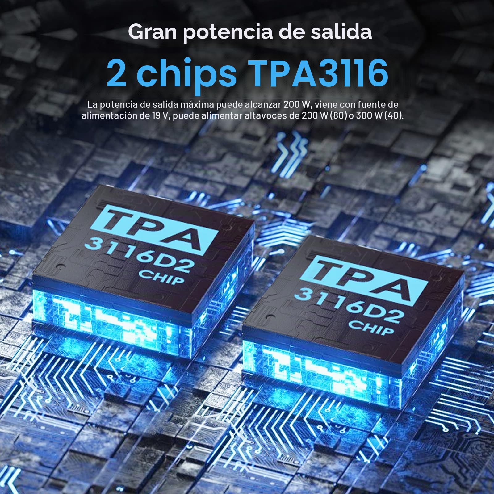 Nobsound Mini Amplificador Digital Bluetooth HiFi Estéreo 200W con ajustes de graves y agudos para altavoces domésticos