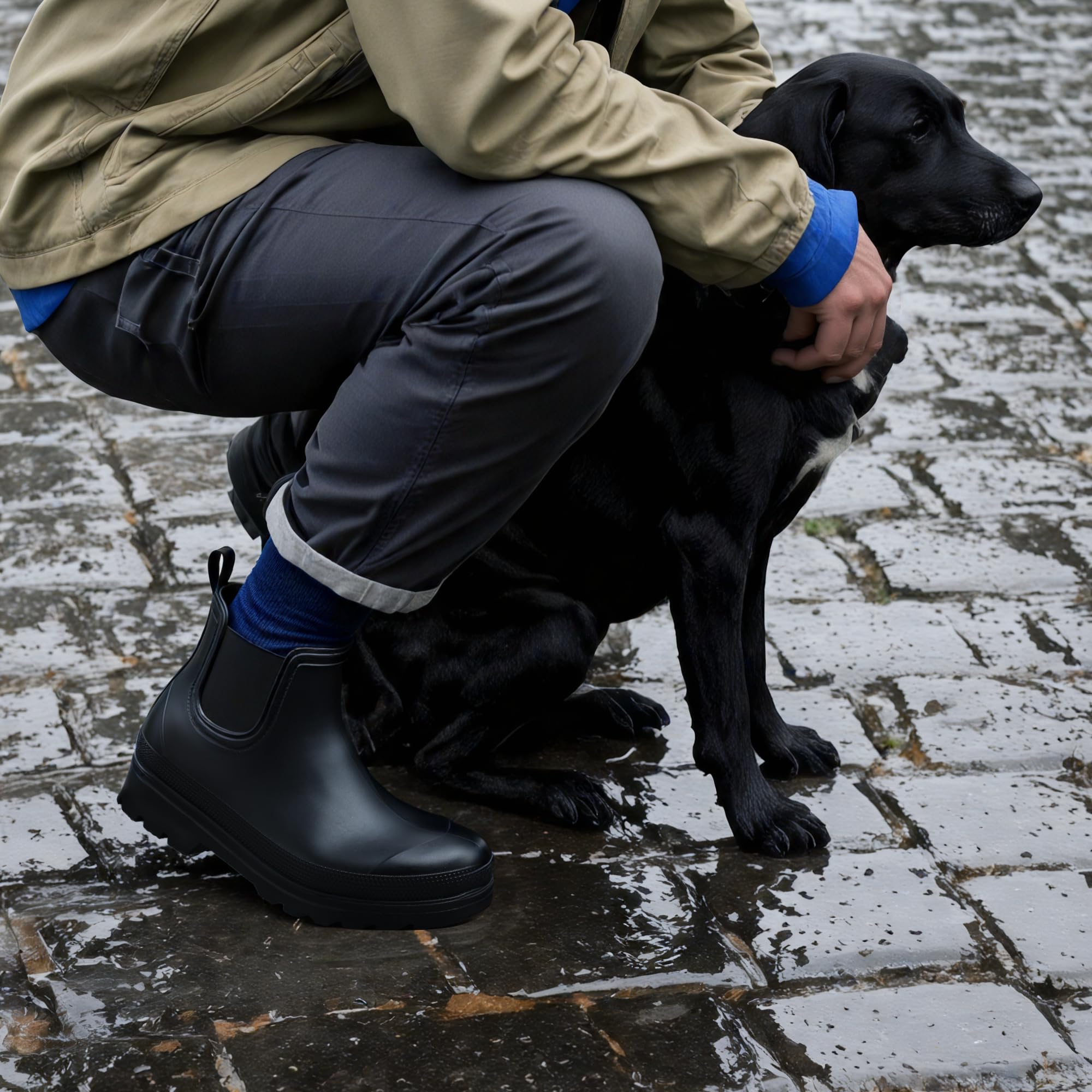 Bruno Marc Bottes de Pluie pour Hommes Pratique et Durable Bottines Chelsea Imperméables et Antidérapantes BMEMRB2501