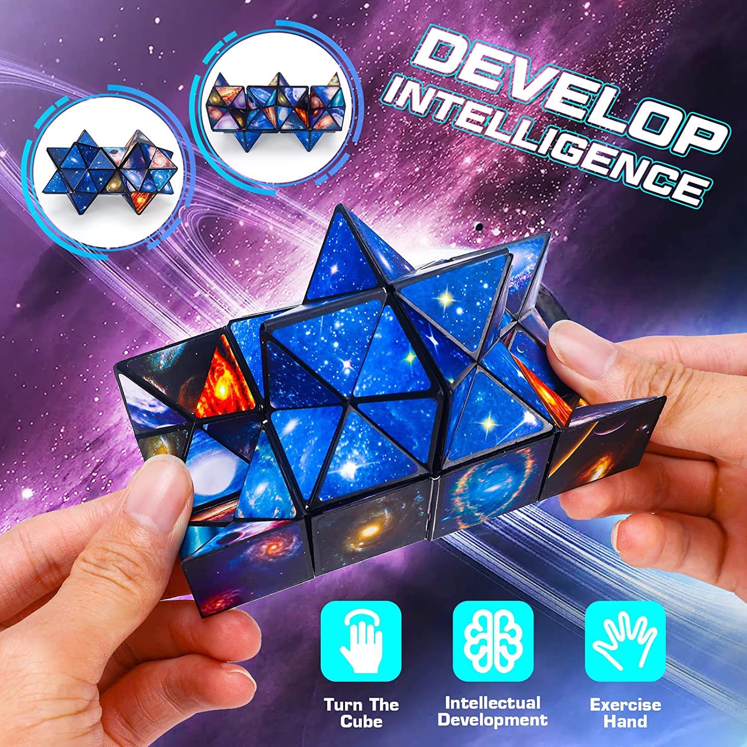 Cubo Infinito 2 En 1 Con Temática Espacial – Juguete Educativo Y Antiestrés Para Niños De 6 A 11 Años