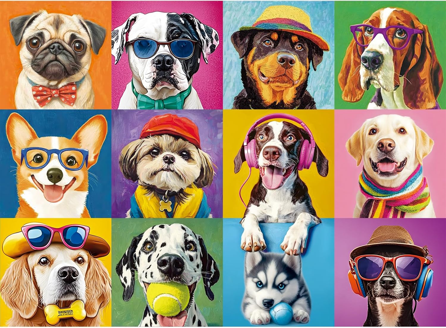 300 Pieces Puzzles for Adults,Large Pieces Multicolor Dogs Puzzle for Kids Teens Seniors,Funny Puppy Theme Jigsaw Puzzles for Kids Ages 8-10 8-12 10-12,Puzzles for Family Game Nights,20.5 x 15 in