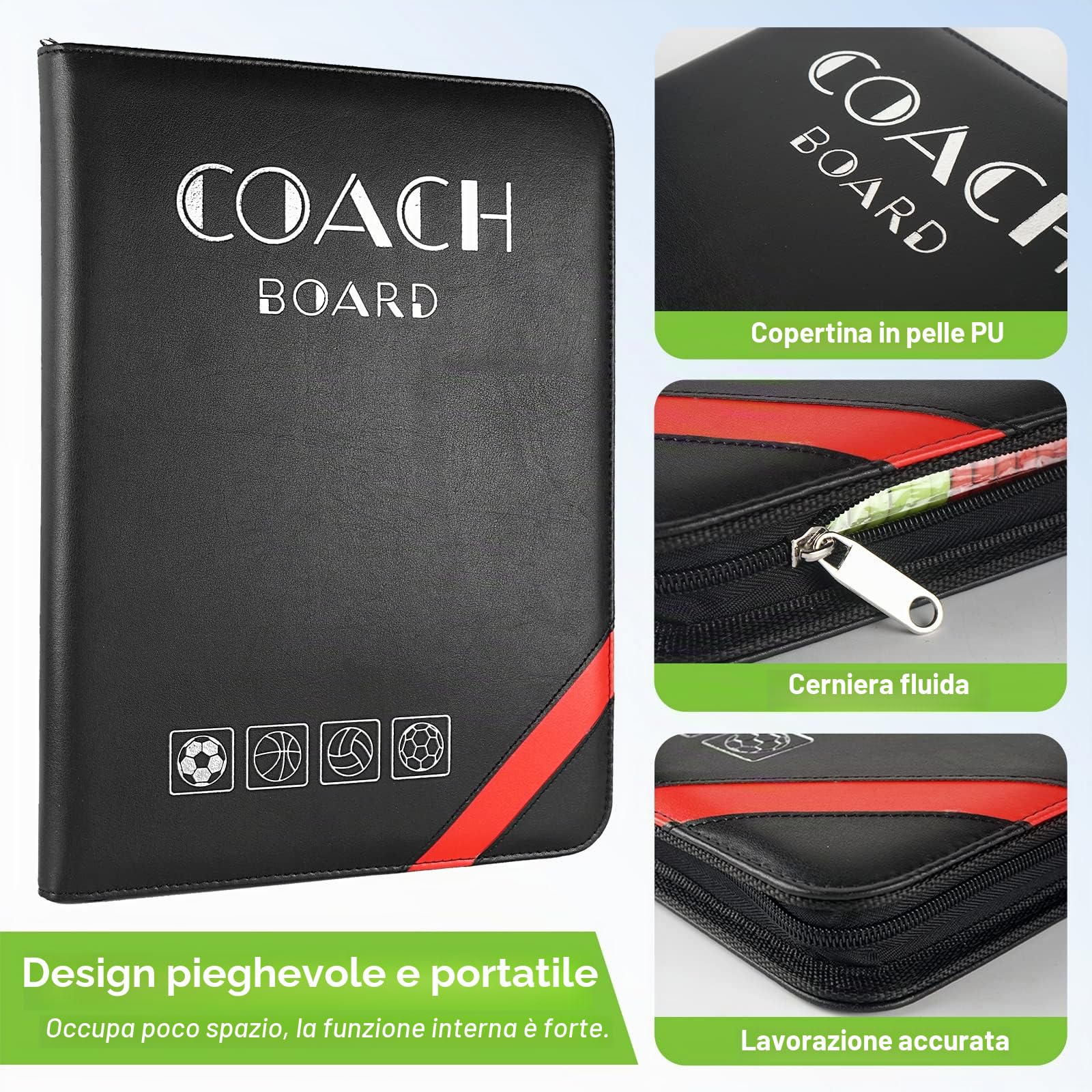 Cartella Tattica per Allenatore di Calcio, RoseFlower Lavagna Magnetica Calcio Attrezzatura da allenamento con Penne, Gomma, Spazzola - Coach board per Organizzazione Giocatori Tattiche e Strategie #3