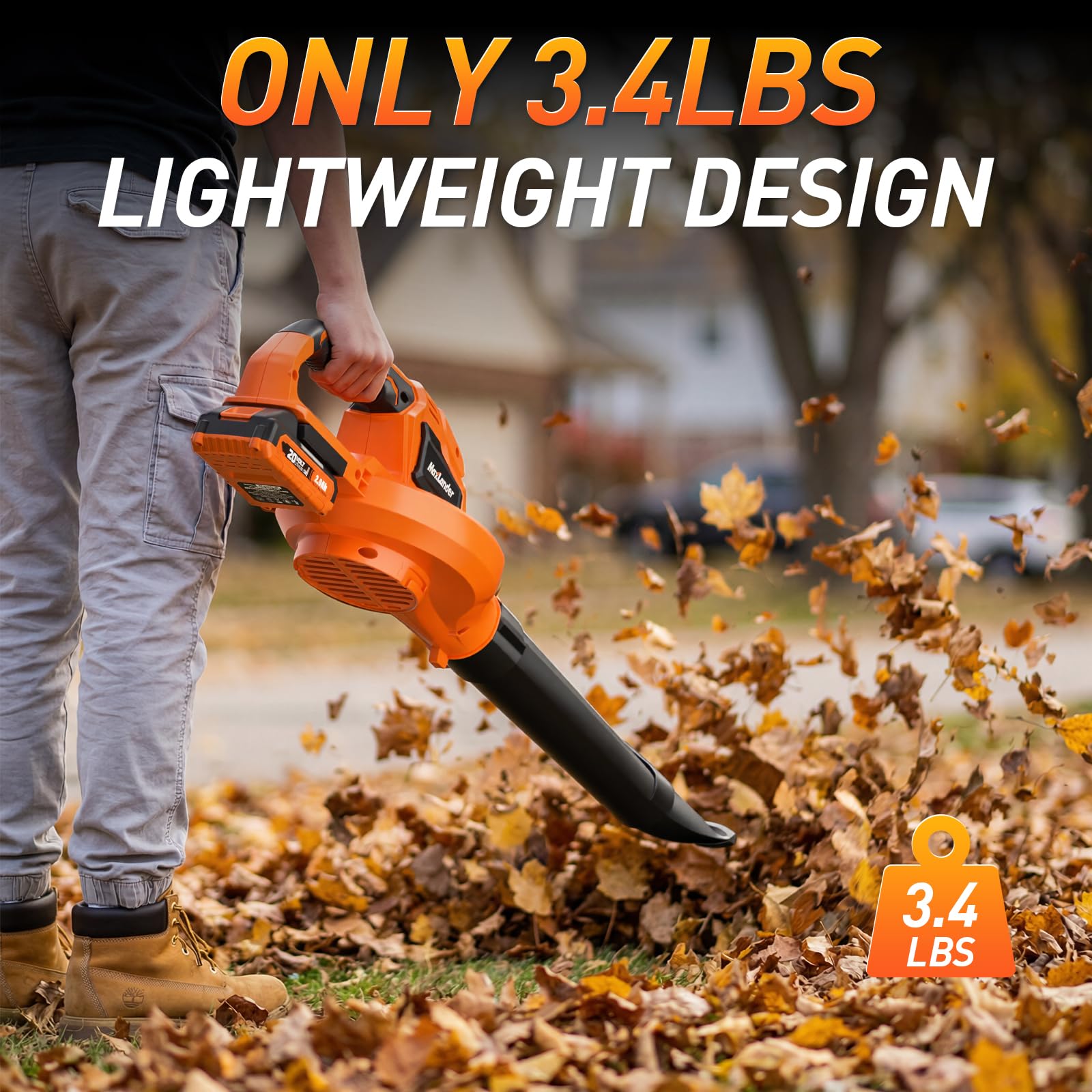 Maxlander Cordless Leaf Blower, leaf blower and vacuum with 2x2.0Ah Battery and Charger, Two-Speed Mode, garden Air Blowers for Lawn Care, Debris Dust Cleaning - 3