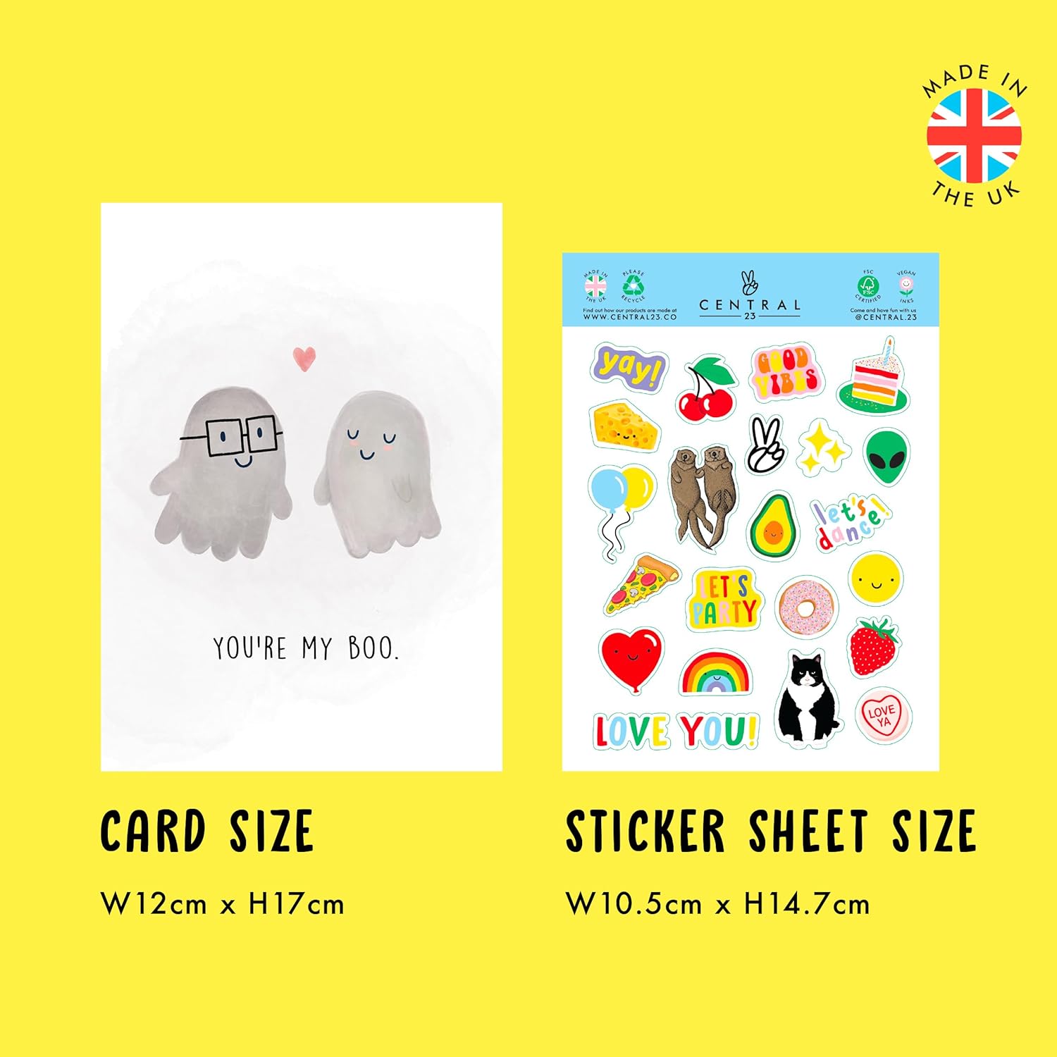 CENTRAL 23 Anniversary Card for Husband or Wife - 'You're My Boo' - Boyfriend Birthday Card - Funny Greeting Cards for Girlfriend - Comes with Fun Stickers - Image 4