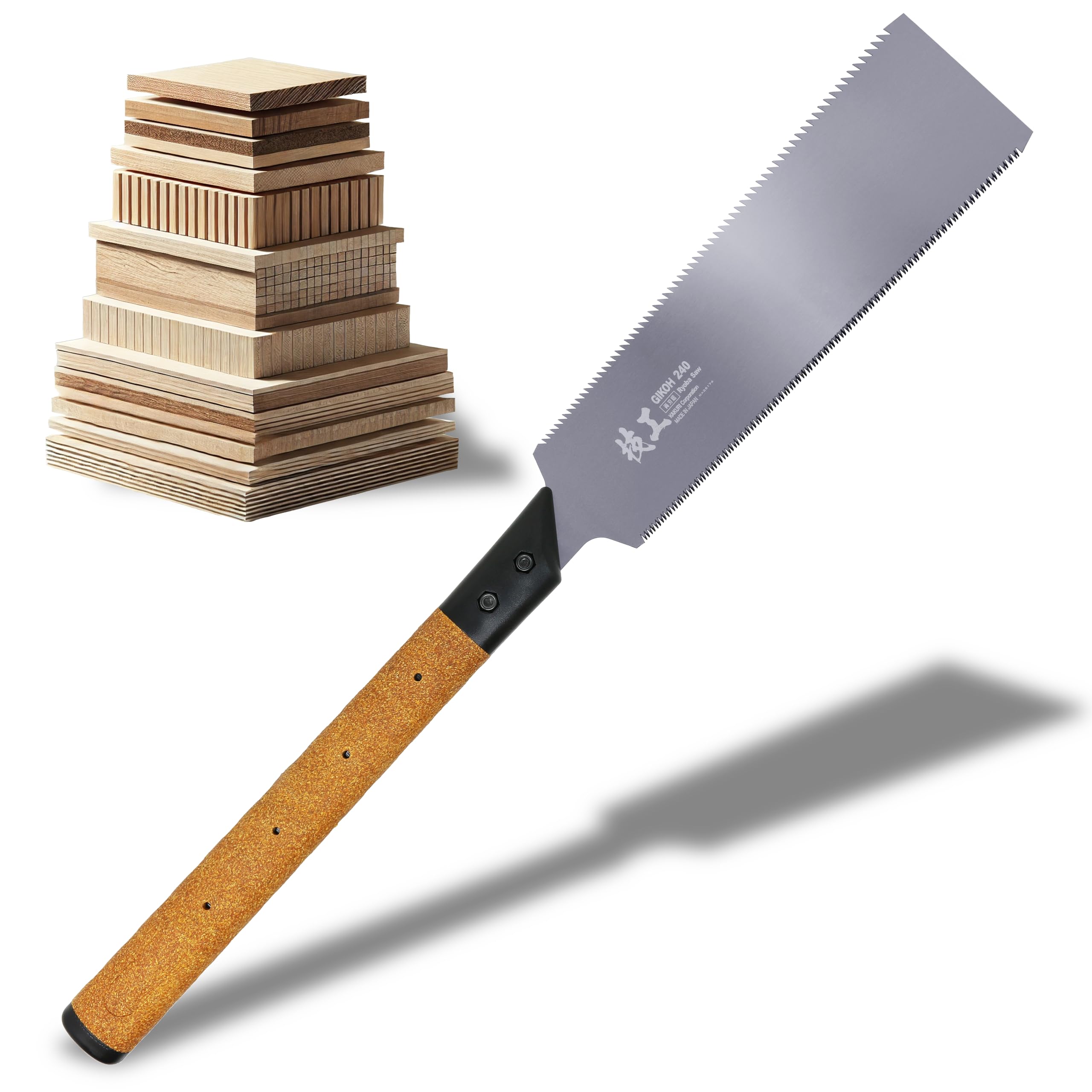 KAKURI Japanese Pull Saw 9.4 Inch Ryoba Double Edge Hand Saw for Woodworking Cork Handle Made in Japan (40785)