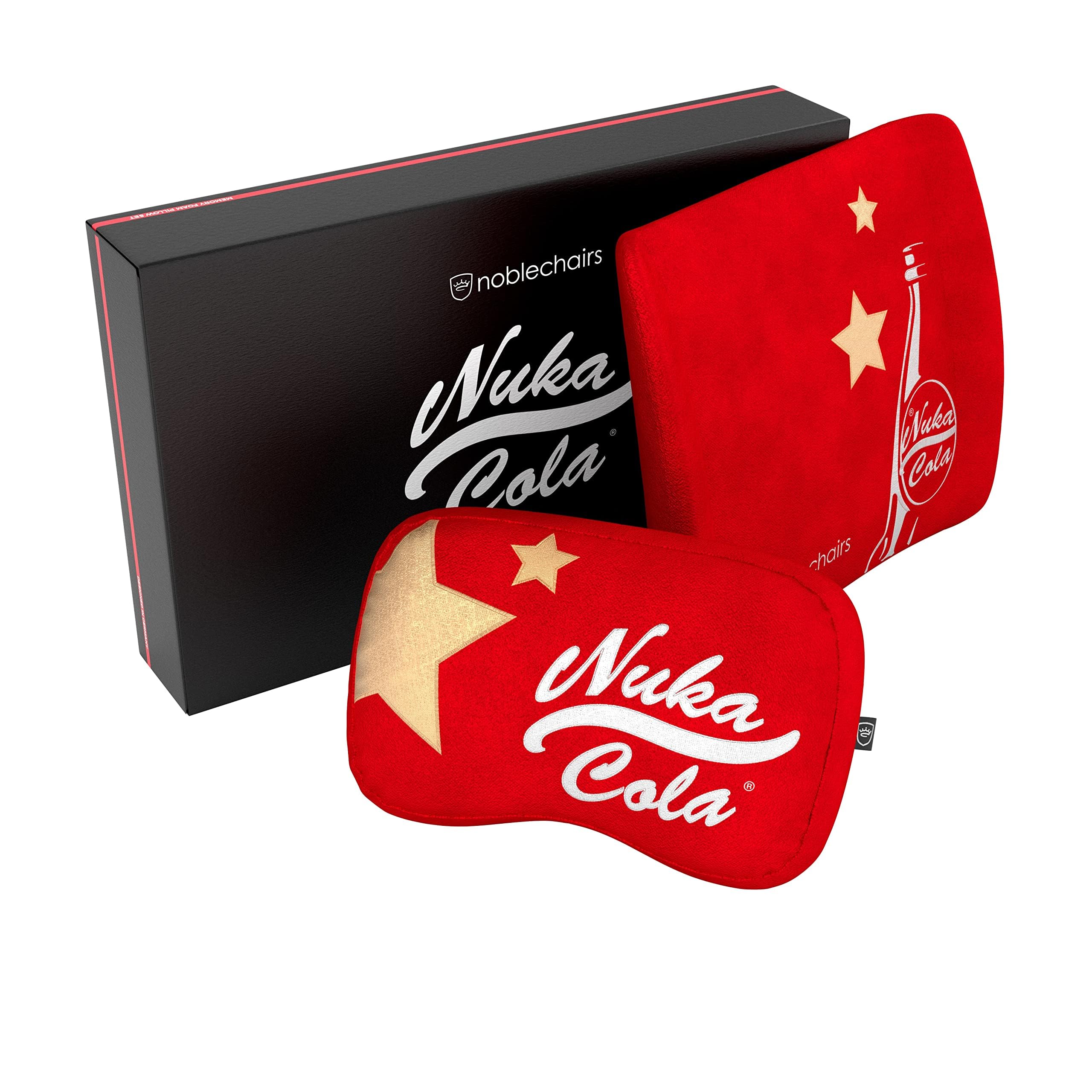 Noblechairs Memory Foam Cushion Set Nuka-Cola Edition, Juego de Cojines para Silla Gaming, Cojín Ergonómico para Silla, Cojín para Silla con Soporte Lumbar