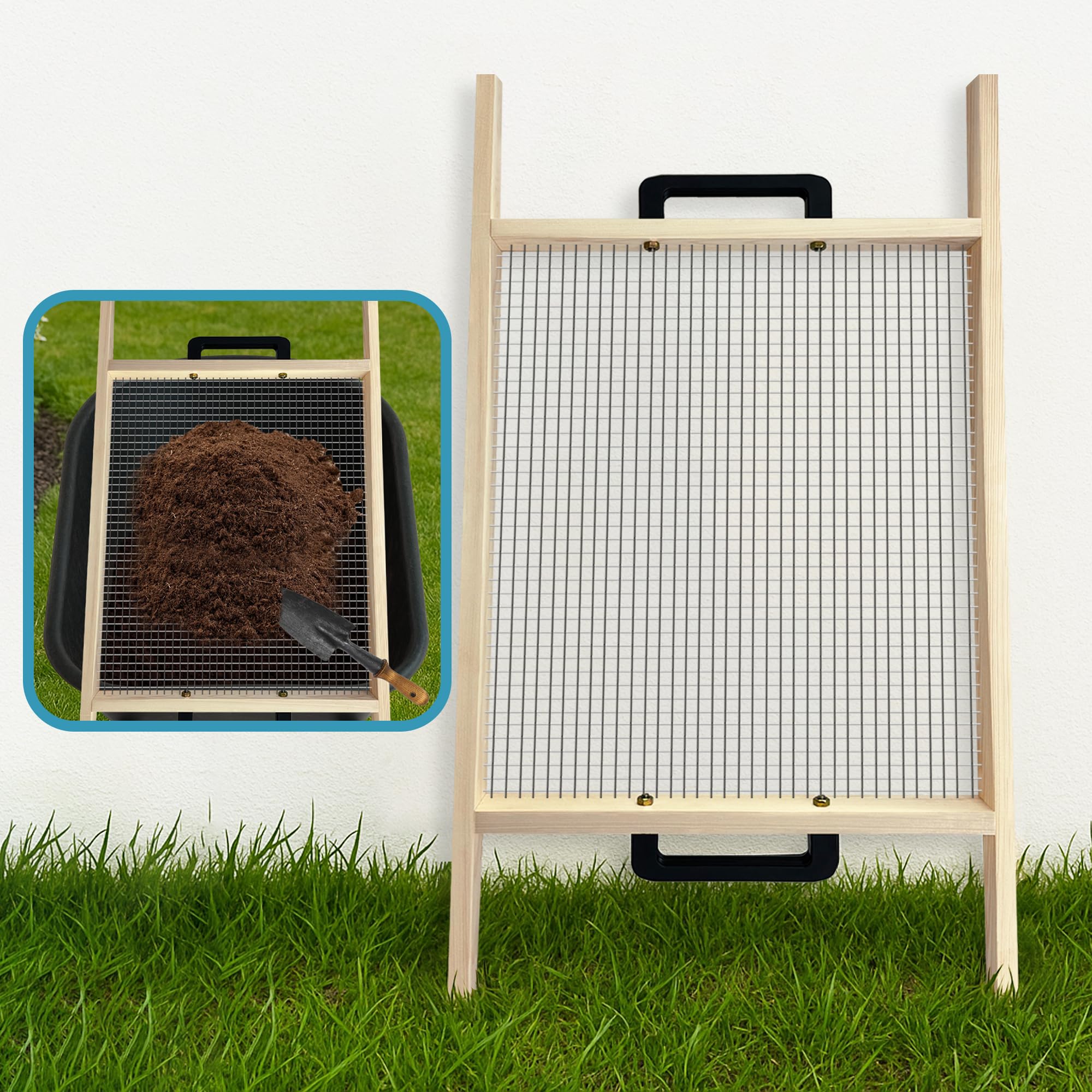 Large Soil Sifter, Rock Sifter Garden Sieve Soil Dirt Leaves for Gardening, 17.5'' × 34''…