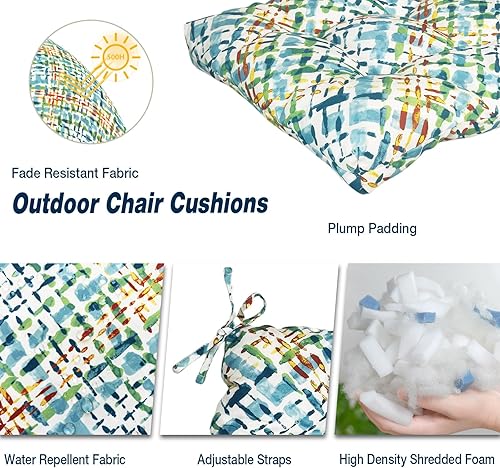 Miniatura 3 de Melody Elephant Cojines de mimbre para sillas de patio, para todo tipo de clima, para exteriores, paquete de 2, 19 x 19 x 5 pulgadas, cojines de