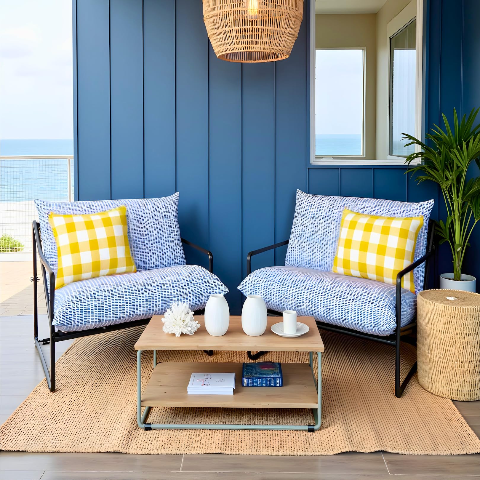 Rockin Cushions Blue Rain Outdoor Slipcovers, Compatible with IKEA