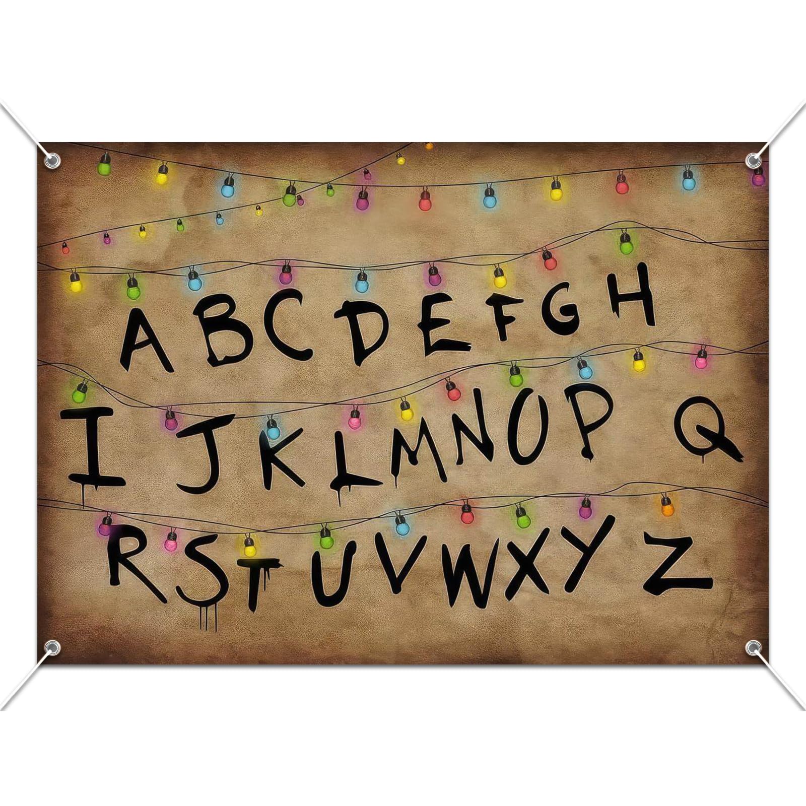 6x4 ft Strange Alphabet Backdrop, Party Banner for Halloween Birthday Party Decor Photo Booth Props Supplies