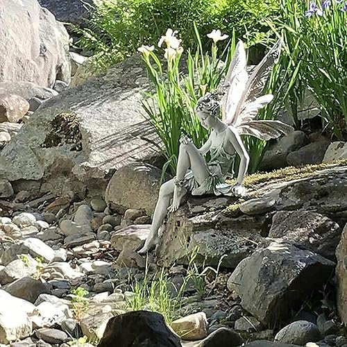 Miniatura 1 de Figura de resina de jardín, estatua de ángel, esculturas de jardín, estatua de flores, estatua de jardín, decoración al aire libre, exquisita