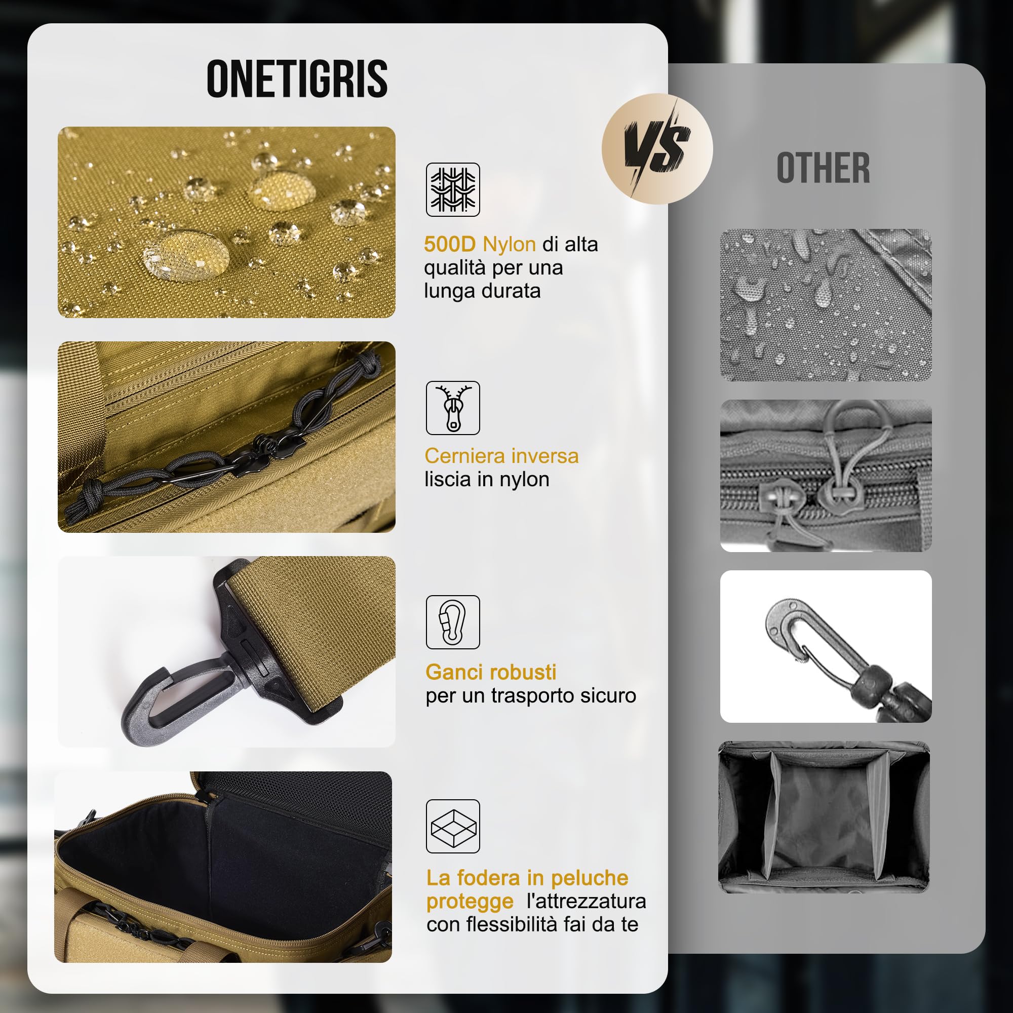 OneTigris Range Bag, Borsa Tattica per la Polizia, Borsa per Armi Tattiche per Caccia, Tiro a Segno, Pesca, Escursionismo, Outdoor, Marrone Coyote