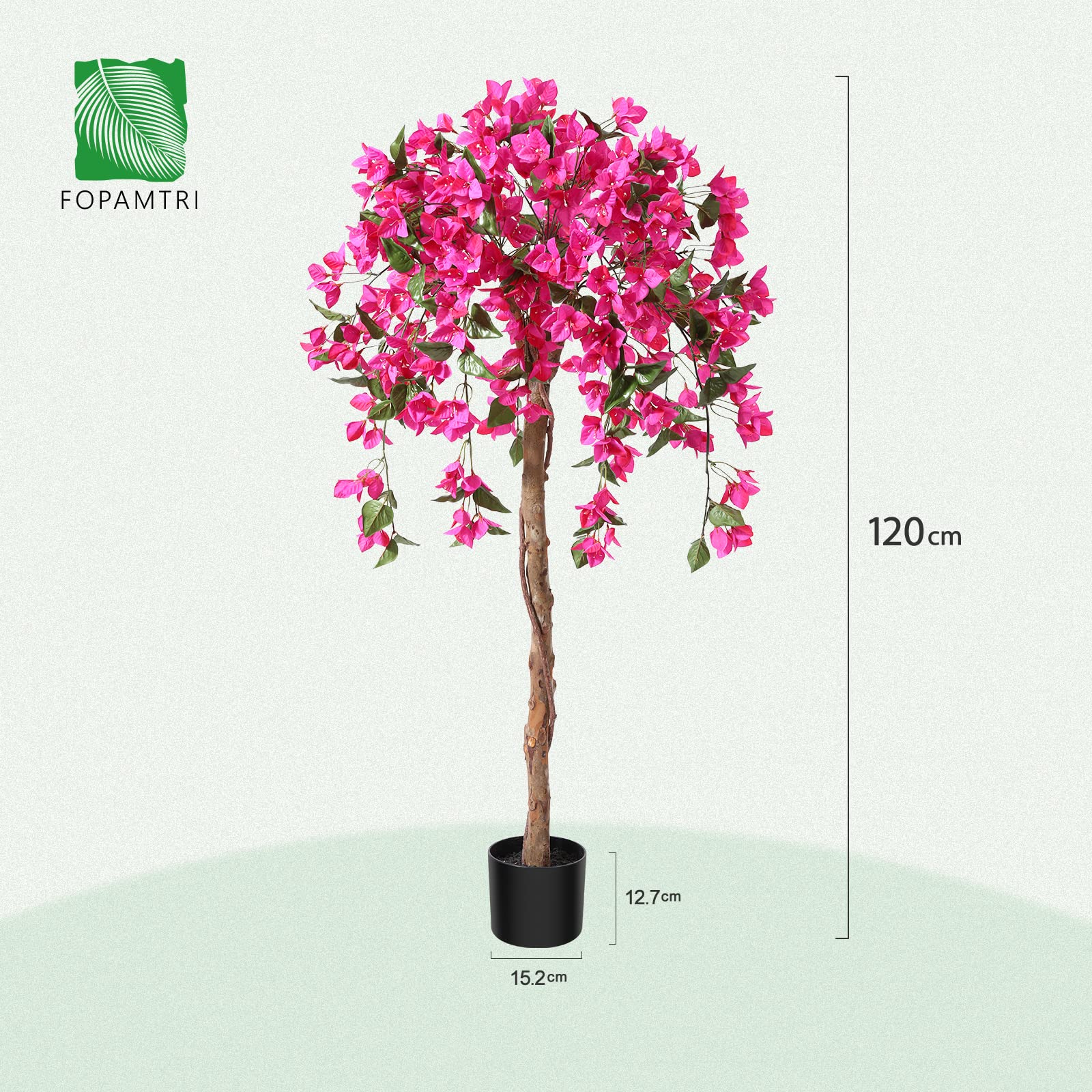 Fopamtri Kunstpflanze Kunstbaum mit Blüten 120 cm Künstliche Pflanzen im Topf Groß Rosa Fake Pflanzen für Indoor Outdoor Schlafzimmer Büro Garten Dekoration (2 Stück)
