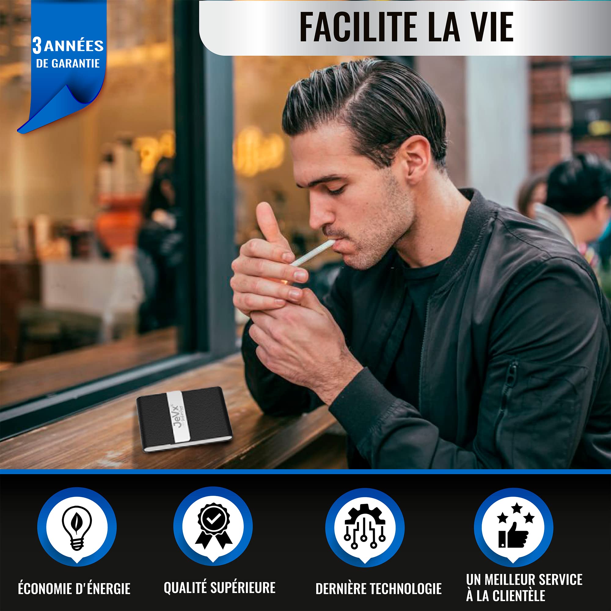 JEVX Rouleuse à tabac + 200 tubes avec filtre OCB - Machine électrique pour le remplissage de cigares, a roler pour fumer des cigarettes, Tube électrique pour rouler Couleur Bleu