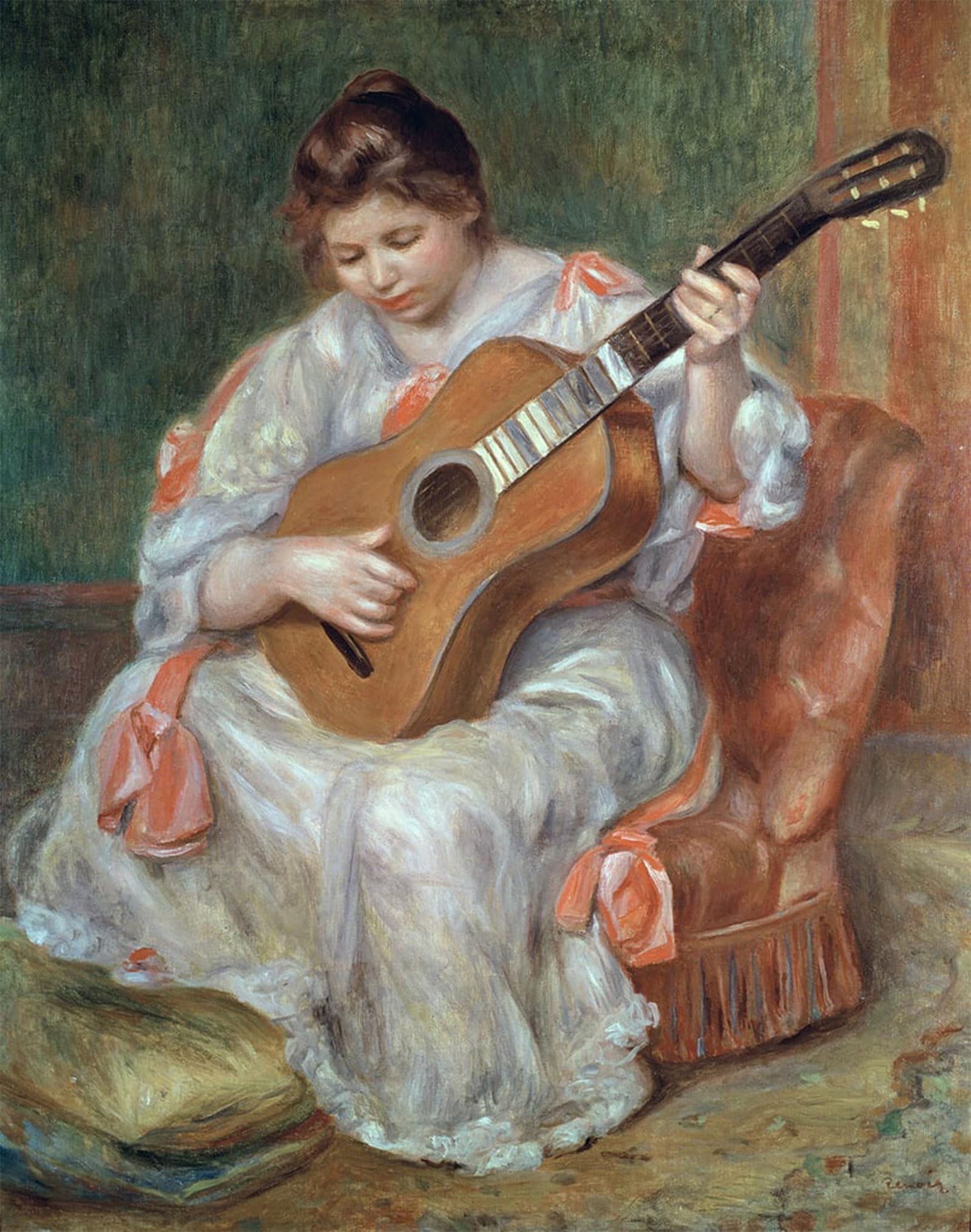 ARTXLXXBN Famous Print Painting Colorful Art Print the Guitar Player by Pierre Auguste Renoir Canvas Art Decorations for Home Decor 60x90cm