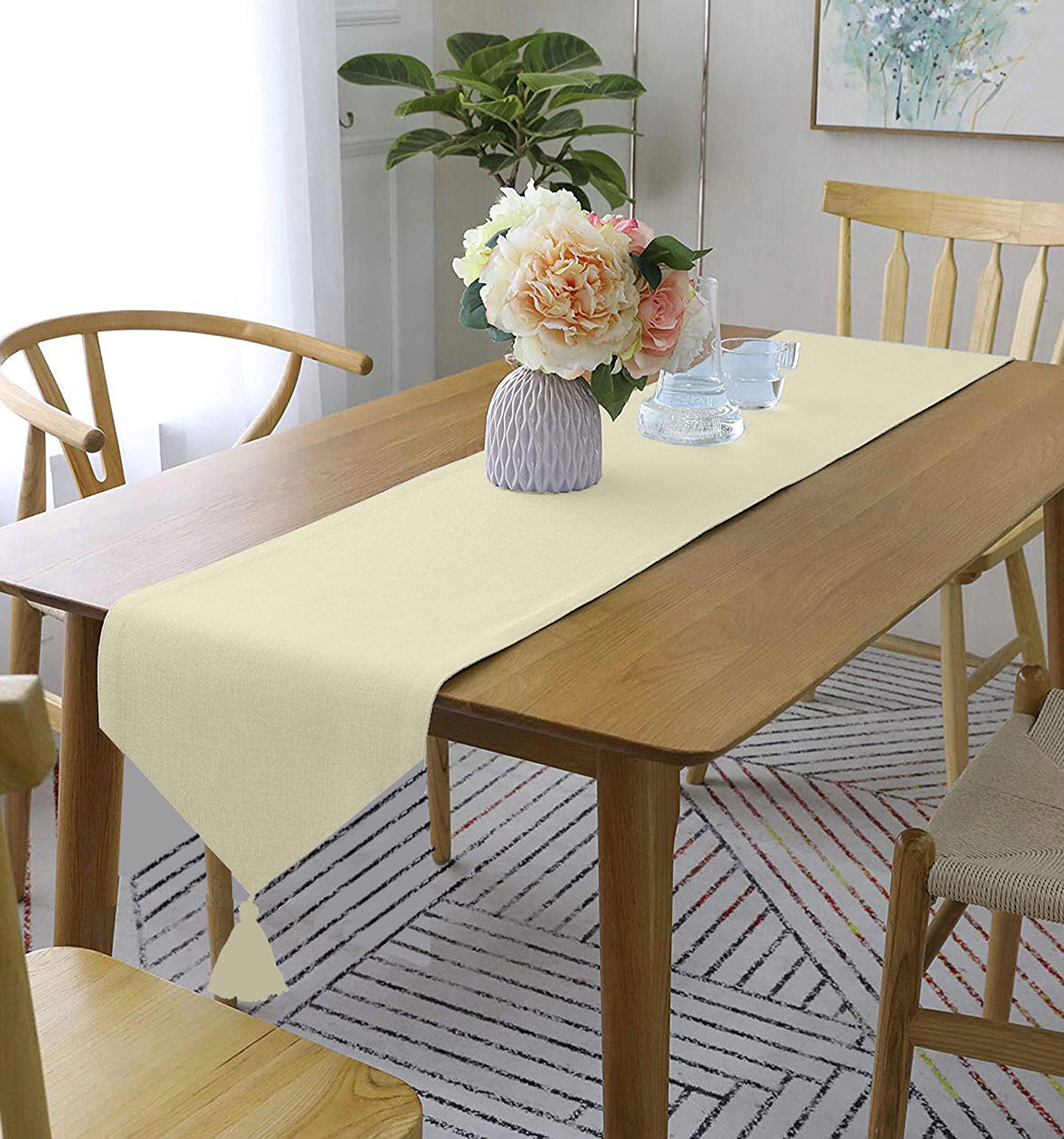 Lushomes Beige Classic Cotton Dining Table Runner with Coordinating Cotton Tassel (Single Pc, 13” x 72”, 33 x 183 Cms) (B0974LLWD4) Amazon Price History, Amazon Price Tracker