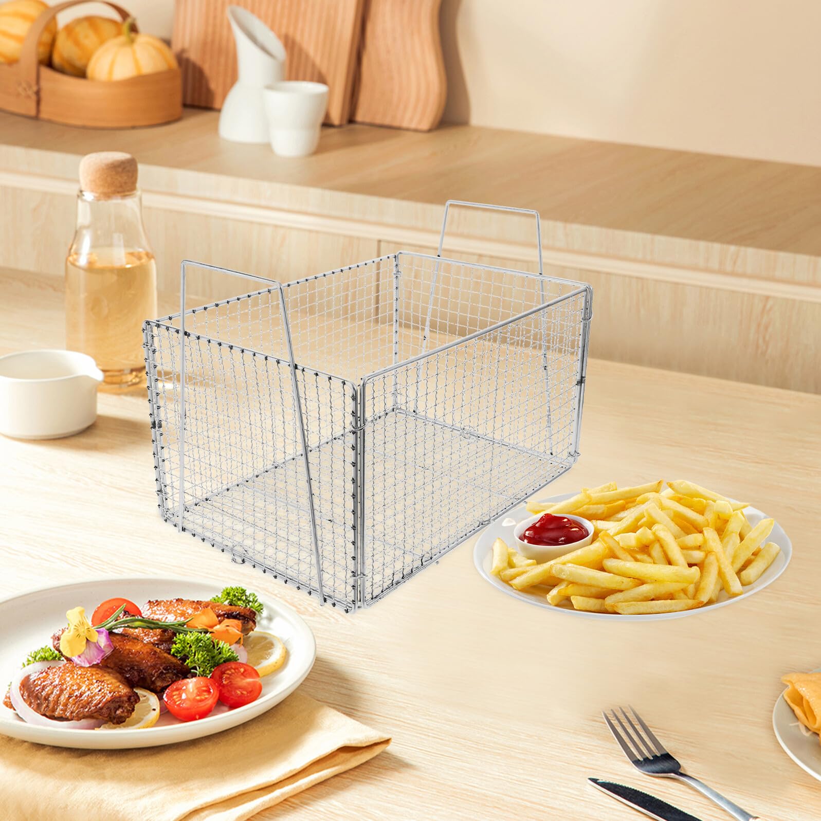 Zerodeko Cestello Argento Pieghevole in Inossidabile per Friggere Filtro e Design Portatile e Scolapasta per Cucina