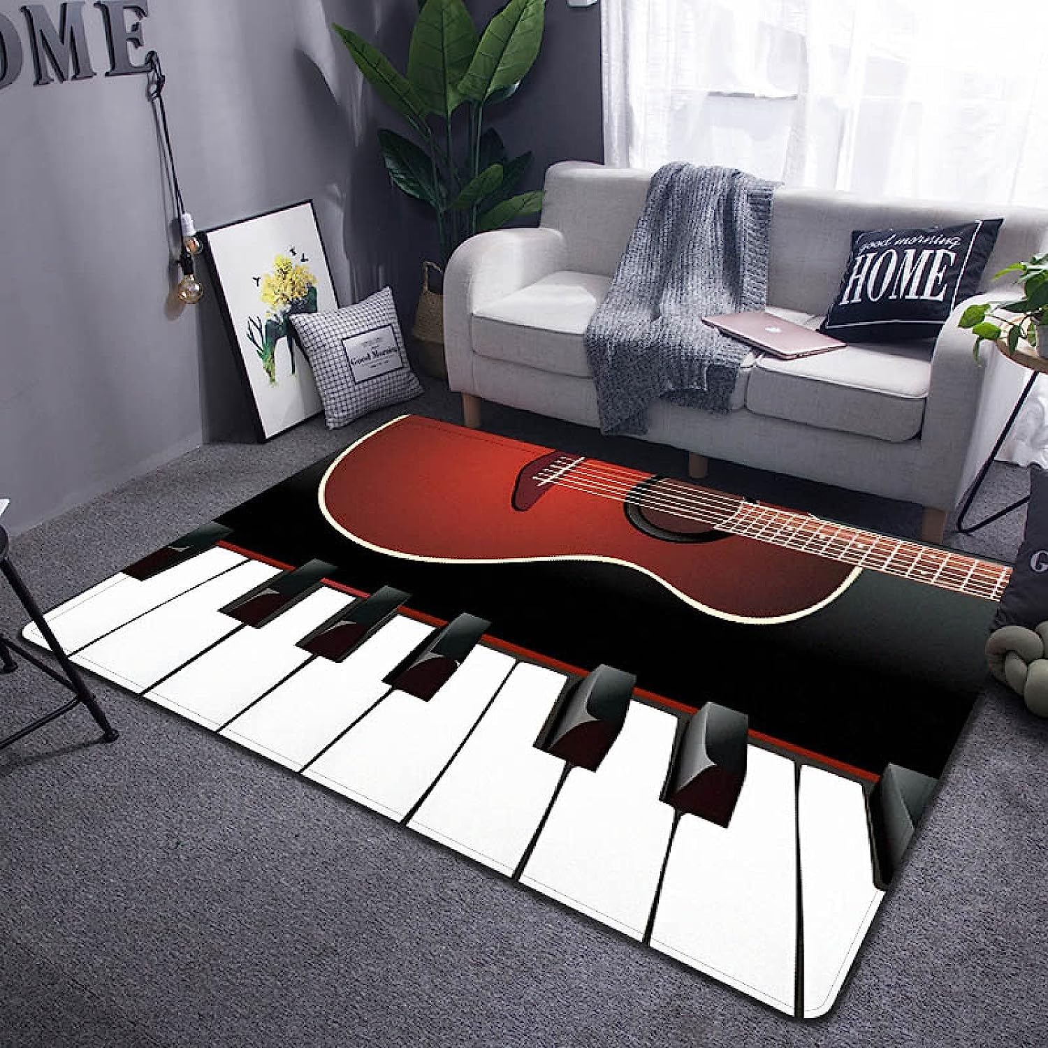 Tappeto Chiave Di Musica Di Moda Stampato In 3D Tappeto Per Soggiorno Grande Tappeto Per Camera Da Letto Tappeto Accogliente Tappeto Per Tappetino Morbido 120 X 160 Cm / 47,2 X 62,9 Pollici