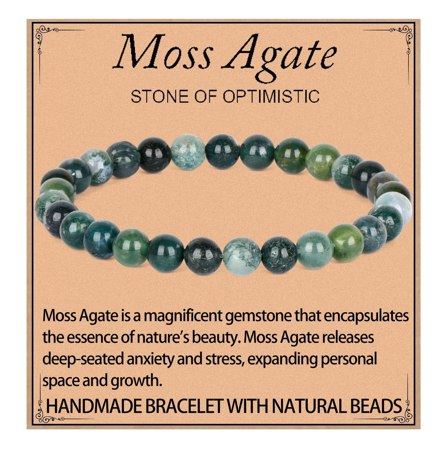 LPBeads Handmade Natural Gemstone Stretch Elastic Bracelet Healing Crystal Round Stone Beads Jewelry Gifts for Women Men