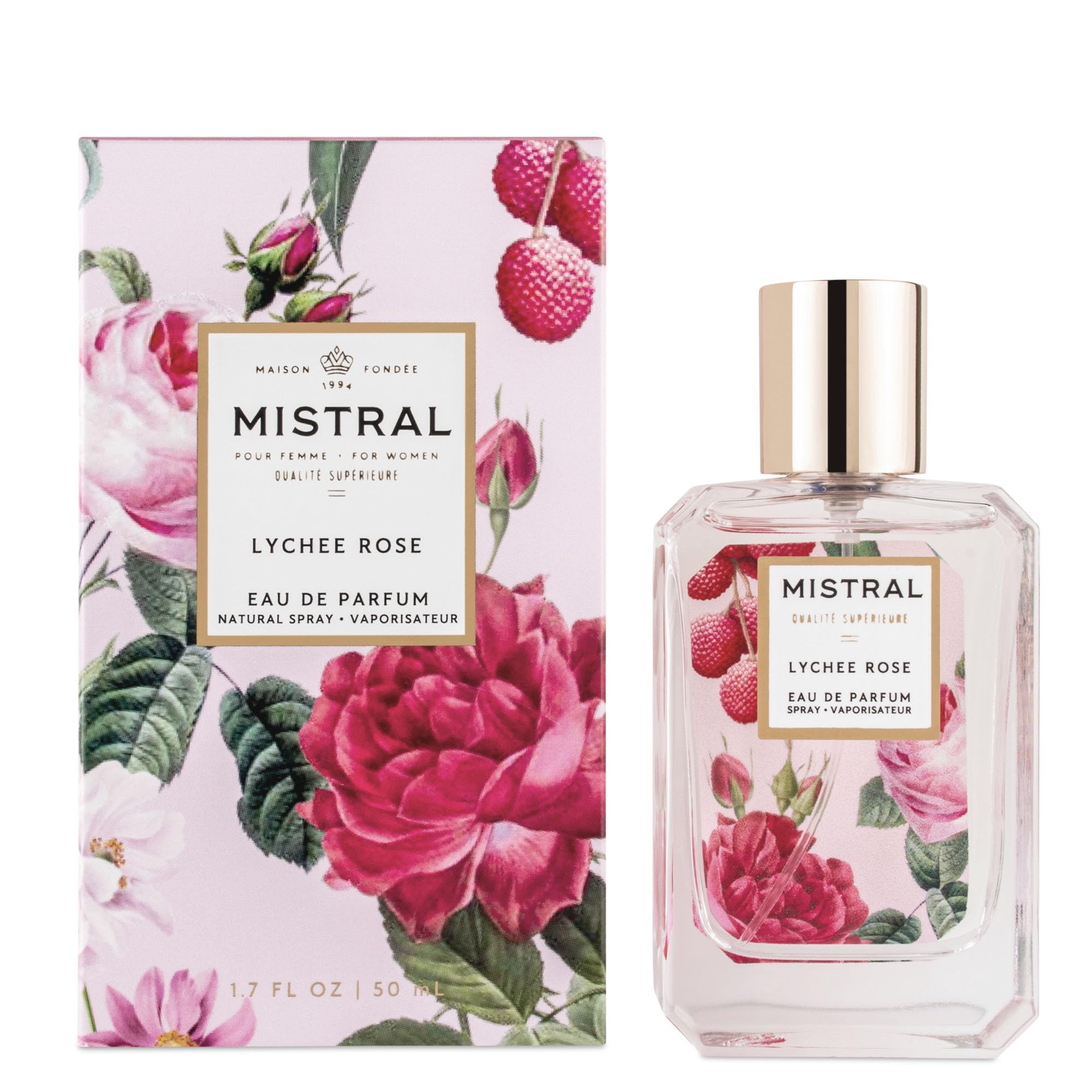 Mistral Lychee Rose Eau de Parfum – Citrus Floral Perfume for Women with Lychee, Rose & Amber | Paraben-Free, Long Lasting French Luxury Fragrance