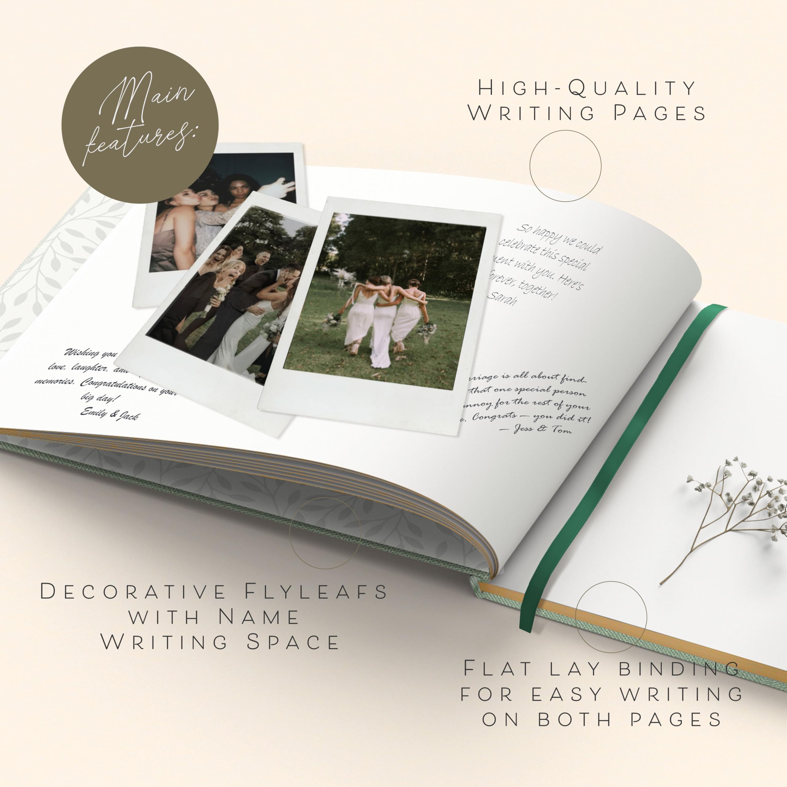 ARTESORI Gästebuch zur Hochzeit für den Empfang - Goldfoliertes Gästebuch zum Einloggen, elegantes Babyparty-Gästebuch für Party & Geburtstag - Foto- & Polaroid-Gästebuch für Hochzeit & Brautparty