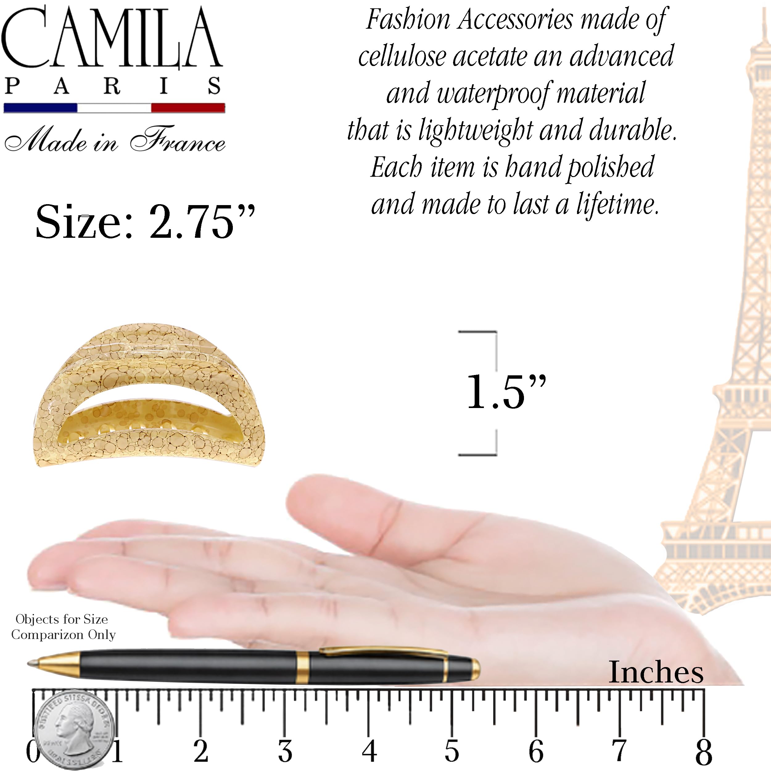 Camila Paris CP3192 Französische Haarspange für Damen, dickes Haar für langes, lockiges, gewelltes Haar, Mädchen-Haarklammern, langlebig, große Haarklammer für dickes Haar, starker Halt, rutschfester