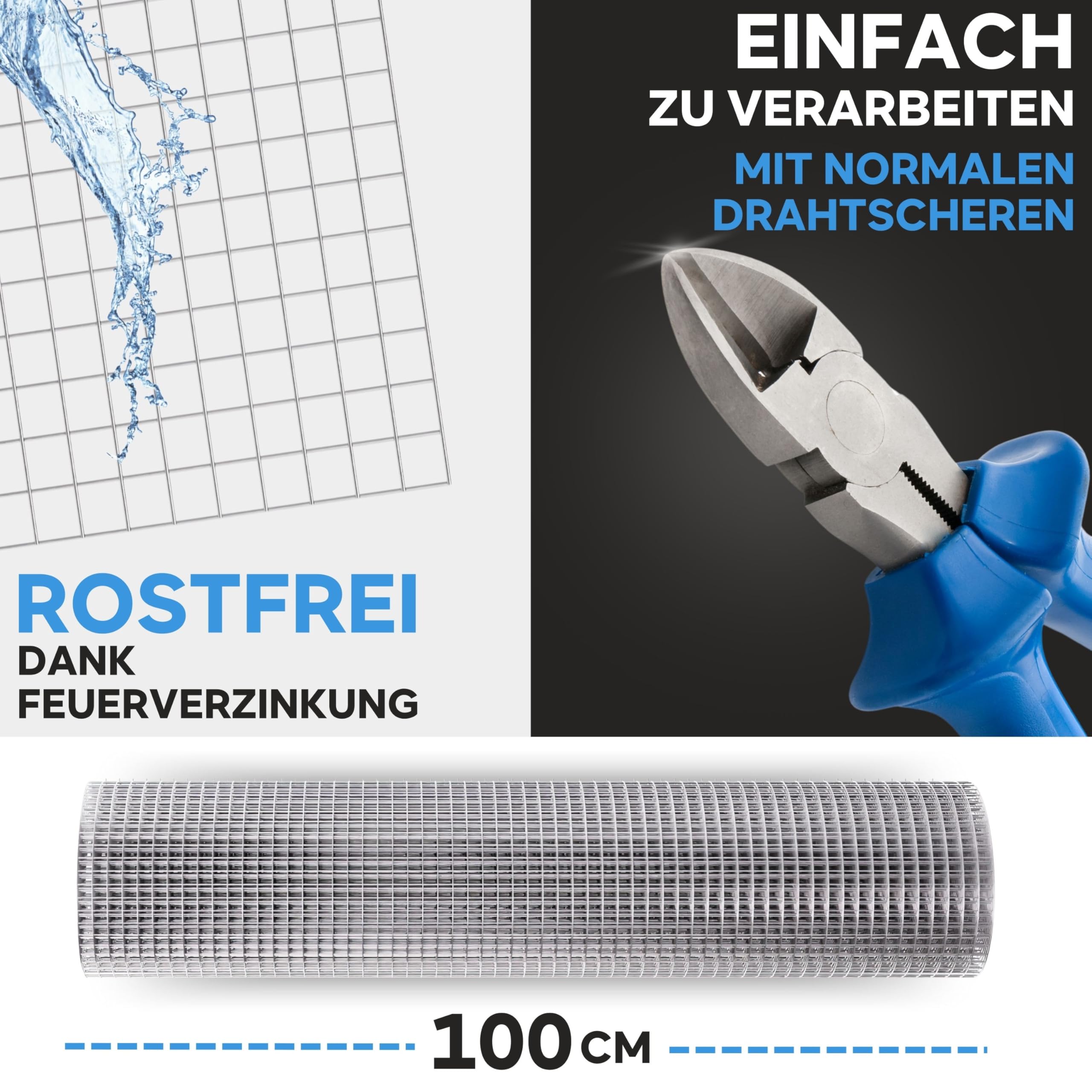 KrapTrap Volierendraht Drahtgitter I 19x19mm I 1m x 20m x 1,45mm I verzinkt I Drahtgitter als Vogeldraht, Hasengitter, Kaninchengitter oder Hühnerdraht