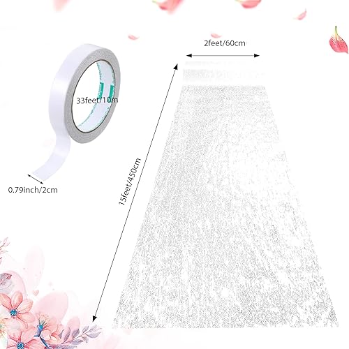 Miniatura 10 de Alfombra de pasillo de boda con lentejuelas con purpurina, decoración de boda para ceremonia, boda, fiesta, decoración al aire libre (dorado, 2 x 15