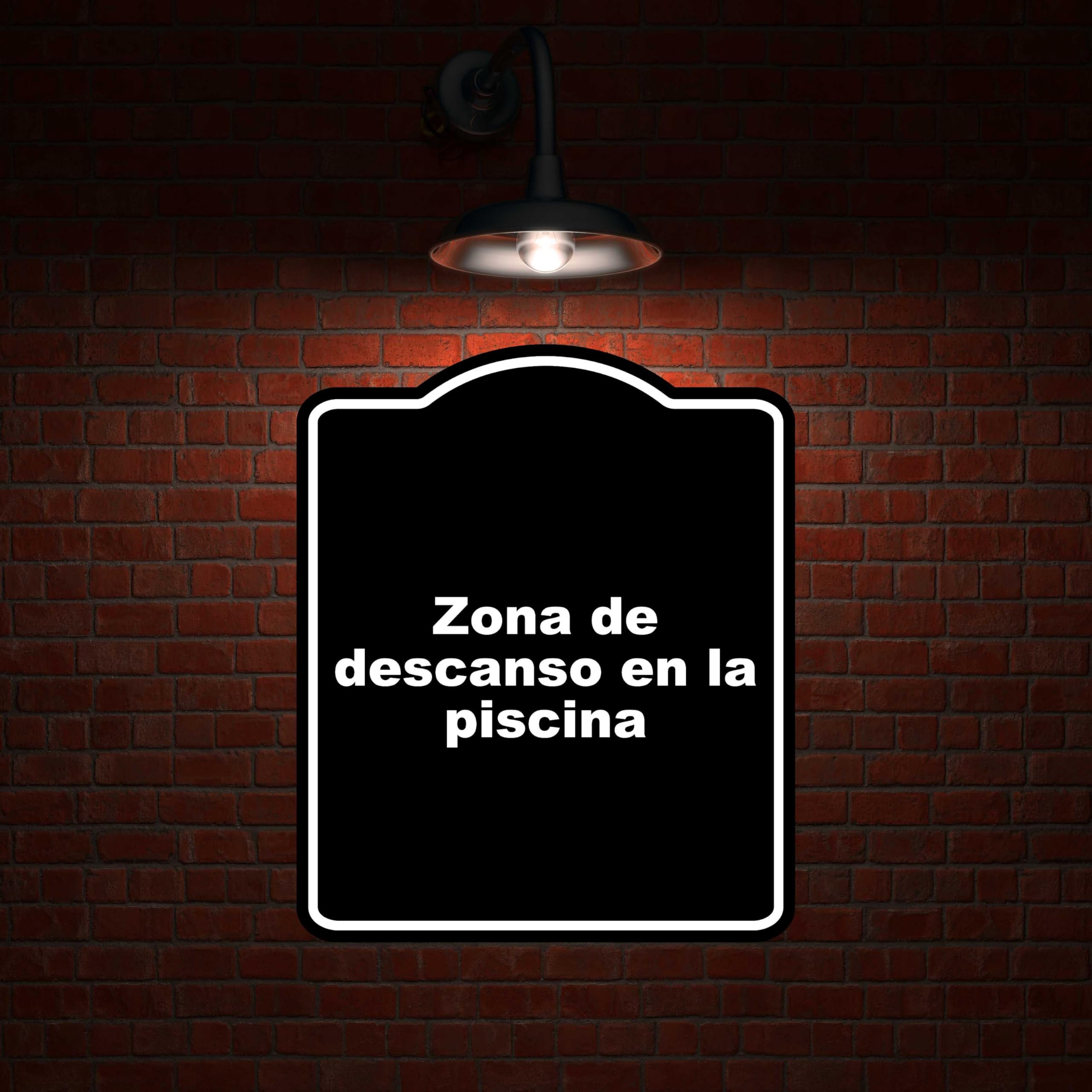 Zona de descanso en la piscina BLACK Aluminum Composite Sign 8.5 x 10 inches
