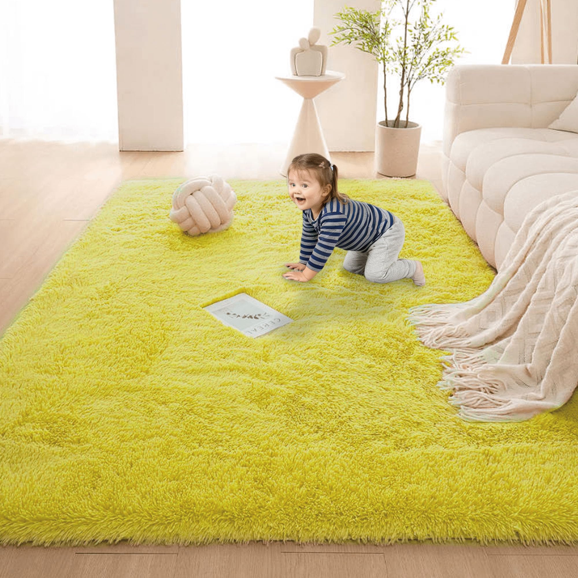 Tapis Salon 180 x 250 cm Shaggy Créez un Coin Douillet dans la Chambre de Bébé