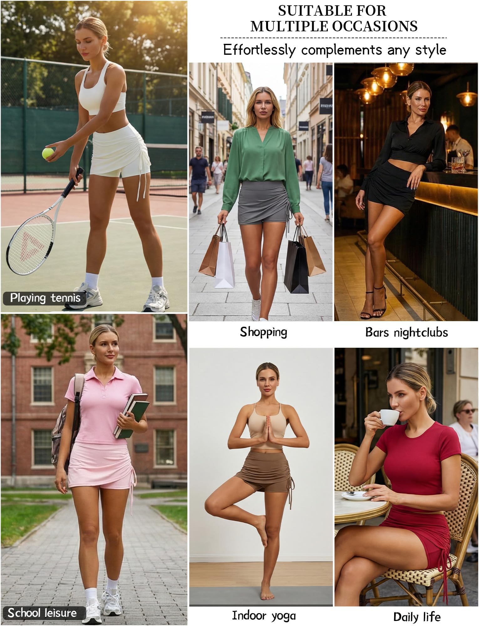 FEOYA Jupe De Tennis pour Femme avec Pantalon Tennis Skort Taille Haute Sport Jupe de Golf pour Randonnée Course Cyclisme
