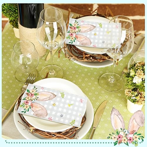 Miniatura 6 de 200 servilletas de Pascua con diseño de huevos de Pascua y conejito de baño, toallas de mano desechables de papel para primavera, servilletas de