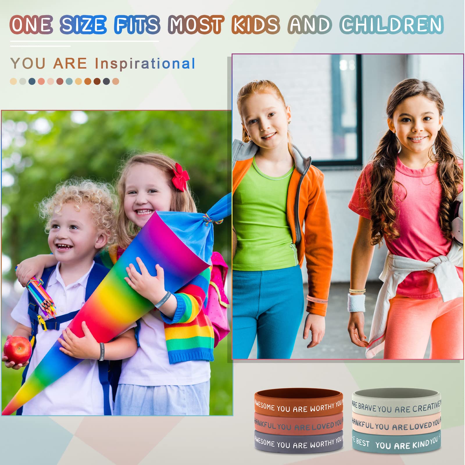 64pcs Motivational Quote Silicone Bracelets - 16 Designs Inspirational Wristbands For Women Men Teens, Party Favors Gifts