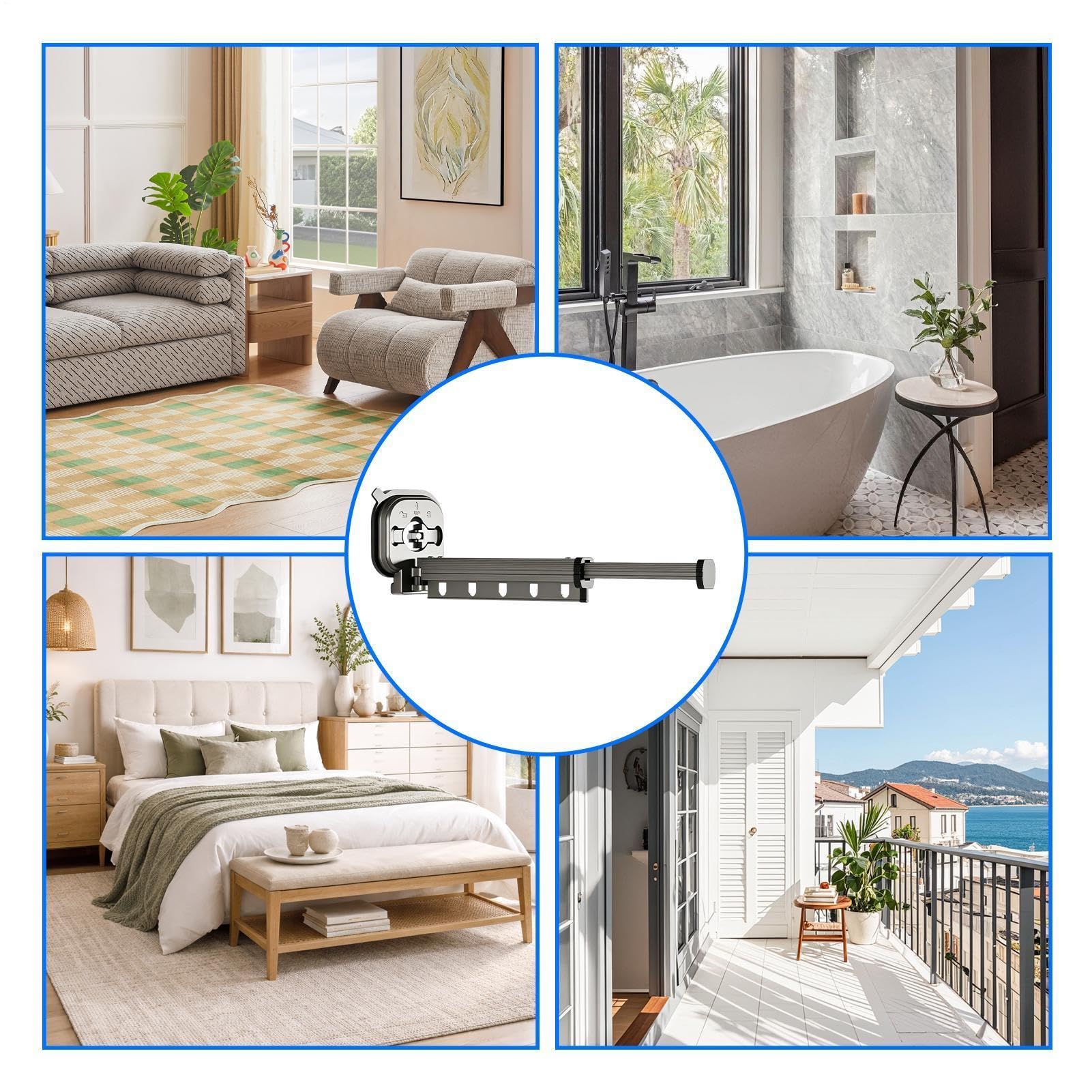 Genérico Tendedero De Ropa Antideslizante Plegable de aleación de Aluminio | Tendedero portátil montado en pared para ropa Para Hogar Baño Apartamento Residencia Hotel Interior Exterior Camping