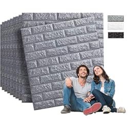 Friso Pared Pino Edihome, Papel Pintado Pared, Paneles Decorativos 3d, 77x70cm, 10 piezas, Autoadhesivo, Efecto Ladrillo de Piedra, de Poliuretano, para Cocina, Dormitorio, Salón (10 Unidades, Plata Brillante)