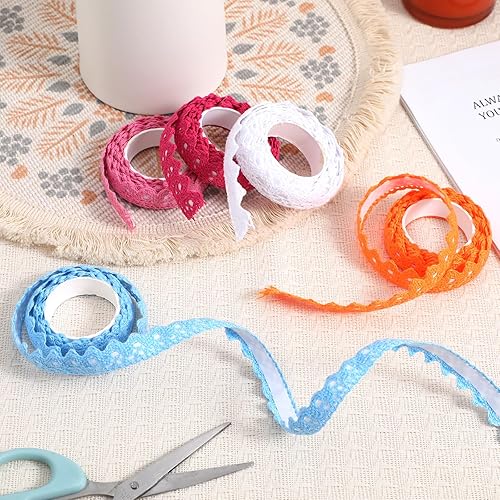 Miniatura 4 de BESPORTBLE Cinta de encaje Muticolor, 5 piezas de encaje de algodón con adhesivo autoadhesivo  Cinta adhesiva de encaje DIY Scrapbooking manualidades