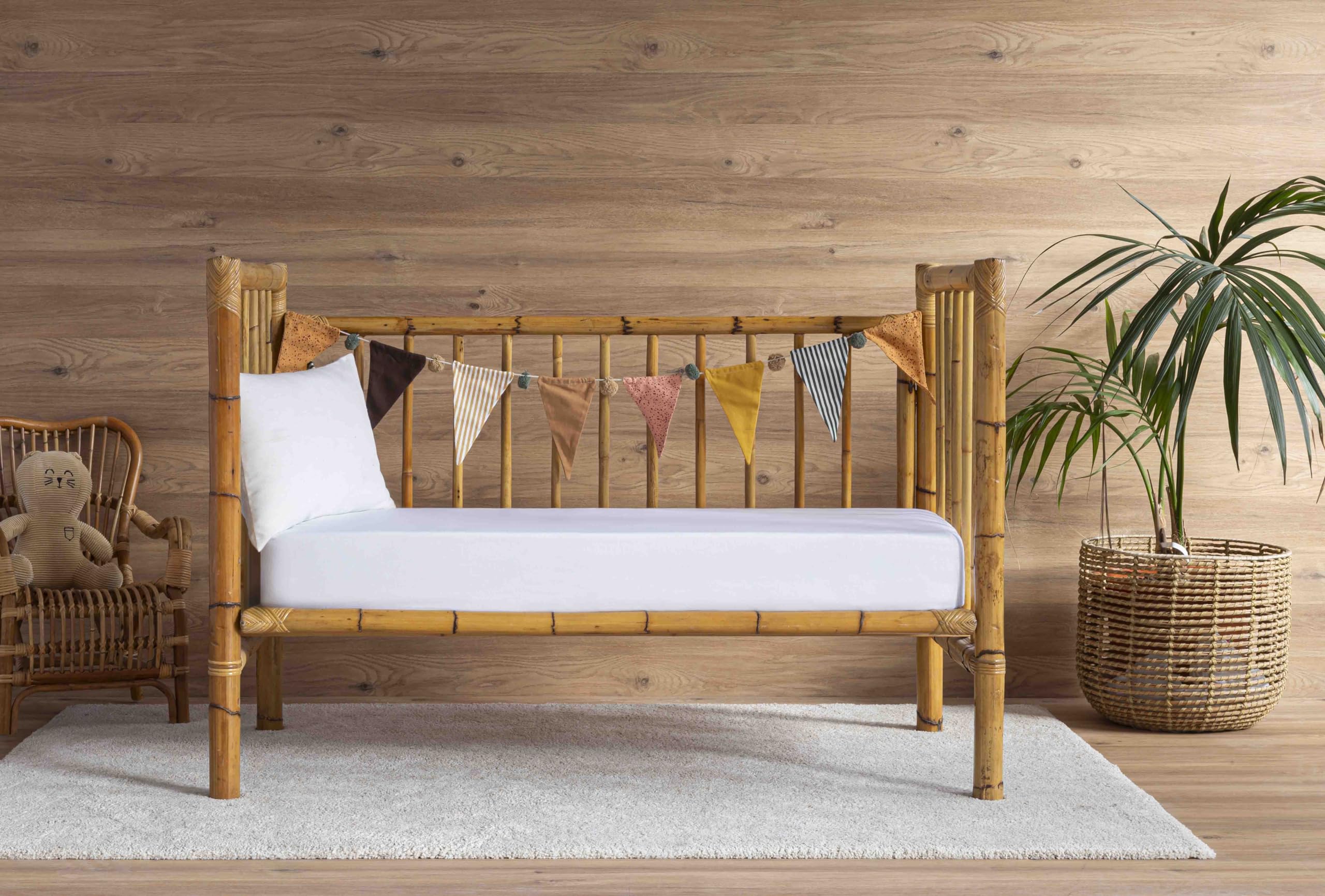 Lenzuolo con angoli per lettino in cotone biologico, traspirante di alta qualità per il tuo bambino. (60 x 120 cm)