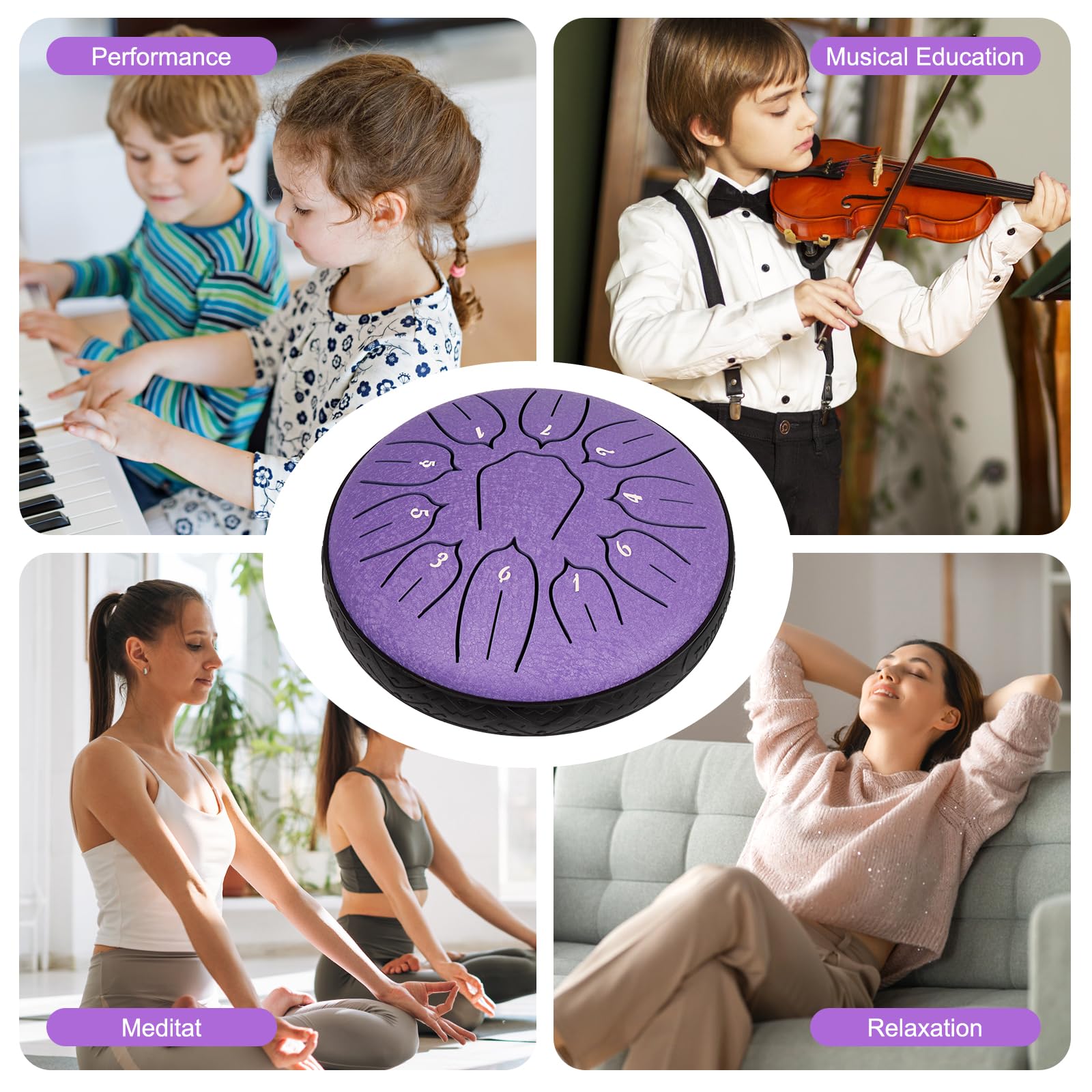 UCAMP Tamburo Handpan,Steel Tongue Drum 6 Pollici,11 Note in Re maggiore,Strumento a Percussione con Bacchette,Borsa e Accessori,Ideale per Meditazione,Yoga e Lezioni di Musica per Principianti