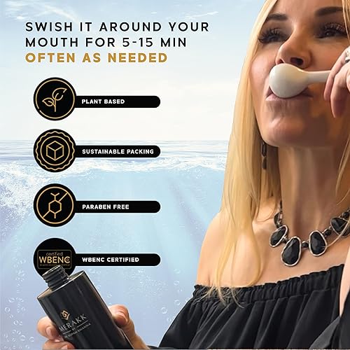 Miniatura 6 de Merakk Enjuague bucal blanqueador de aceite de coco para dientes y encías, formulado por médicos, aceite ayurvédico natural, clavo y aceite de