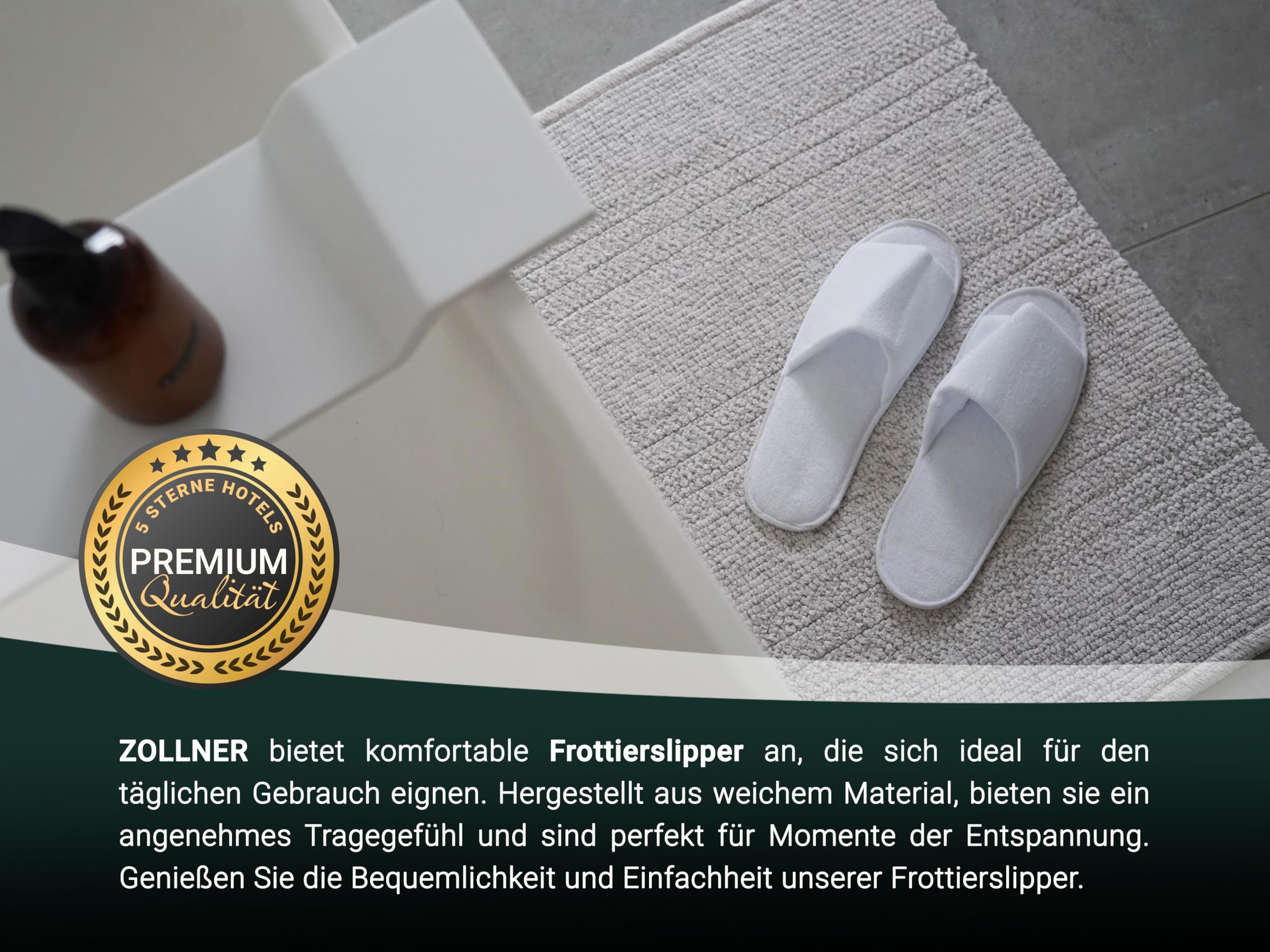ZOLLNER Einwegslipper Gästehausschuh mit offener Spitze - Frottierslipper für Reise, Spa, Sauna und Zuhause - rutschhemmende Sohle - Einheitsgröße - Hotelqualität, 252