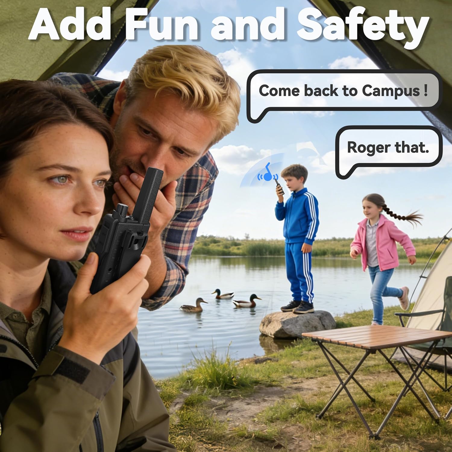 FRS Walkie Talkies Long Range for Adults,Rechargeable FWCN30A Radios with NOAA Family 2 Way Radio with Earpiece 1250mAh Flashlight USB for Camping Hiking Cruise,4Pack