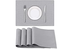 Premium Linen Placemats - Set of 4 Elegant Grey Placemats for Your Table Decor