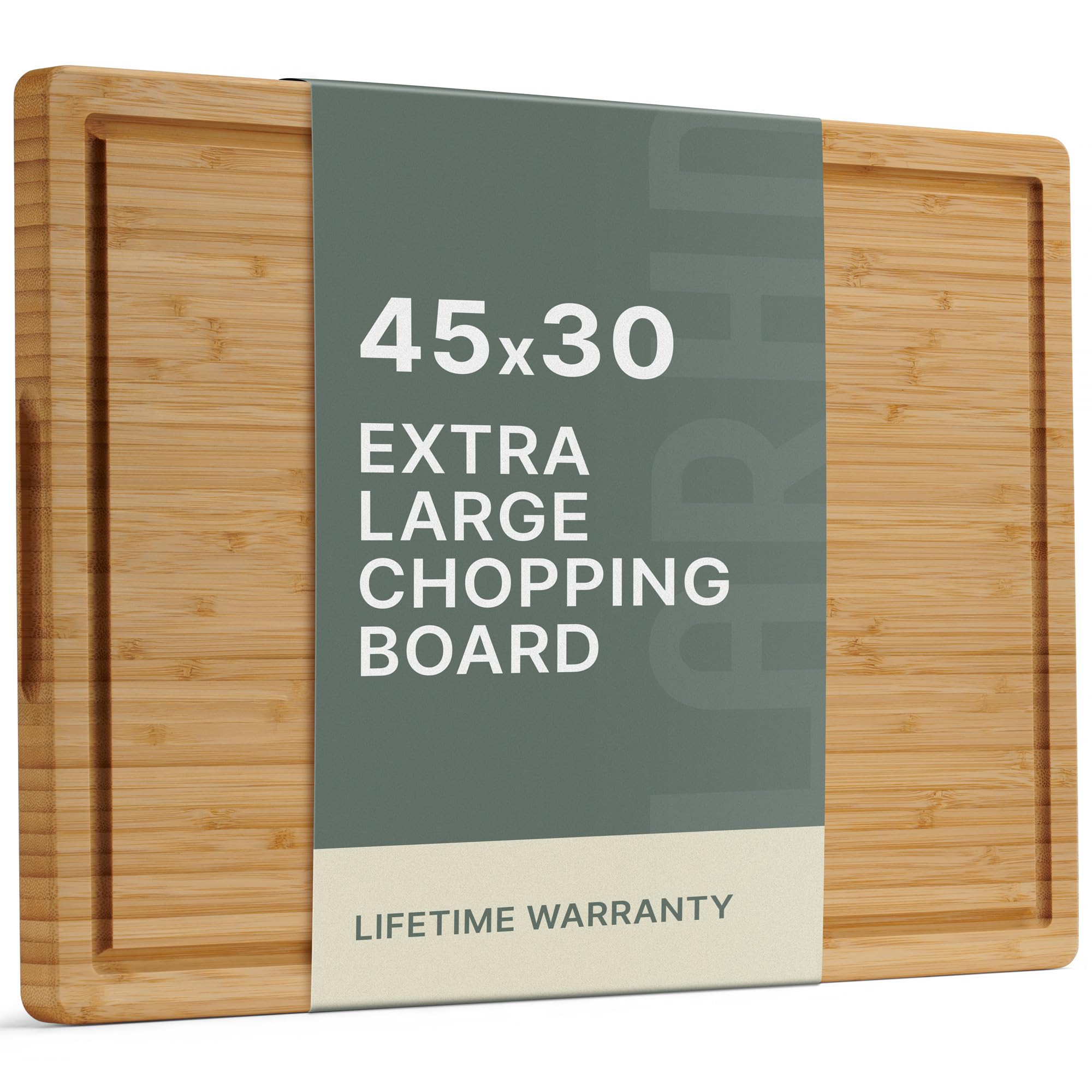 Larhn Bamboo Extra-Large Chopping Board For Kitchens - 44.5 X 25 X 2 Cm - Thick Wooden Chopping Boards For Cutting, Slicing And Carving Meat, Fish And Vegetables