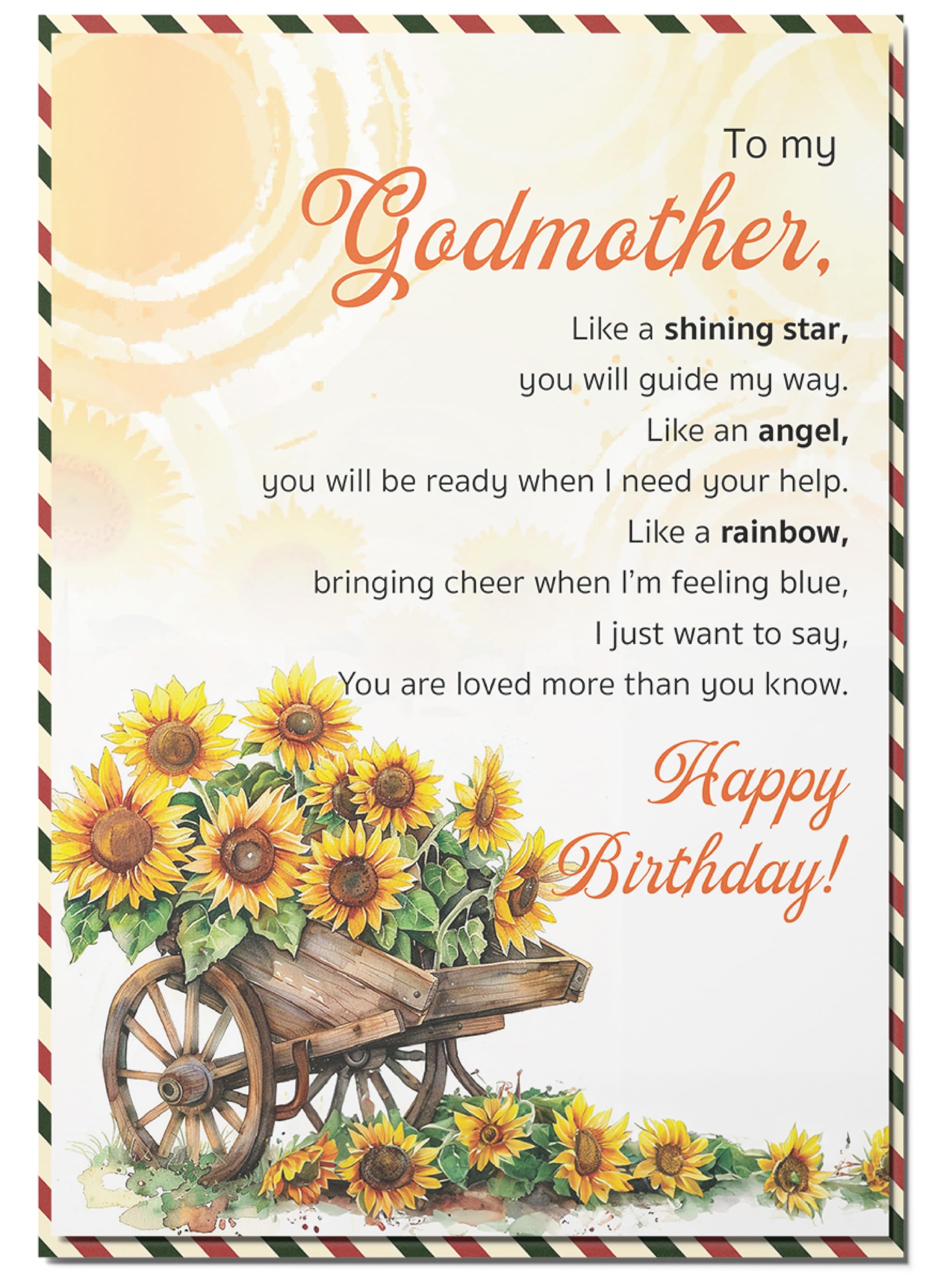 BlinkWishes Birthday Card for Godmother, Happy Birthday Wishes for Godmother Greeting Card with Envelope and Seal, Happy Birthday Gift Idea for