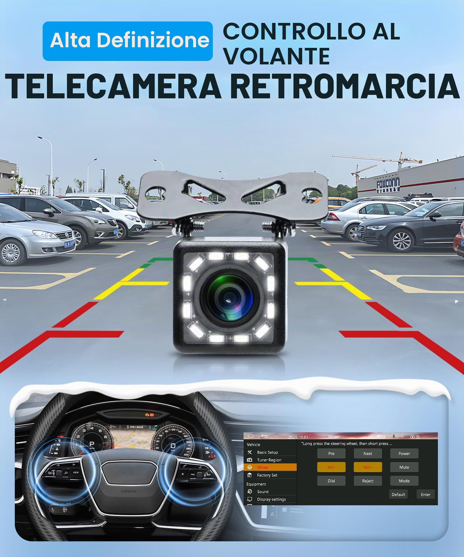 Rimoody Autoradio 1 Din con Wireless Carplay Android Auto iOS/Android Mirror Link, 5.1 Pollici Touchscreen Autoradio con Bluetooth 5.2 FM Radio USB/AUX/EQ Comandi al Volante Telecamera Posteriore