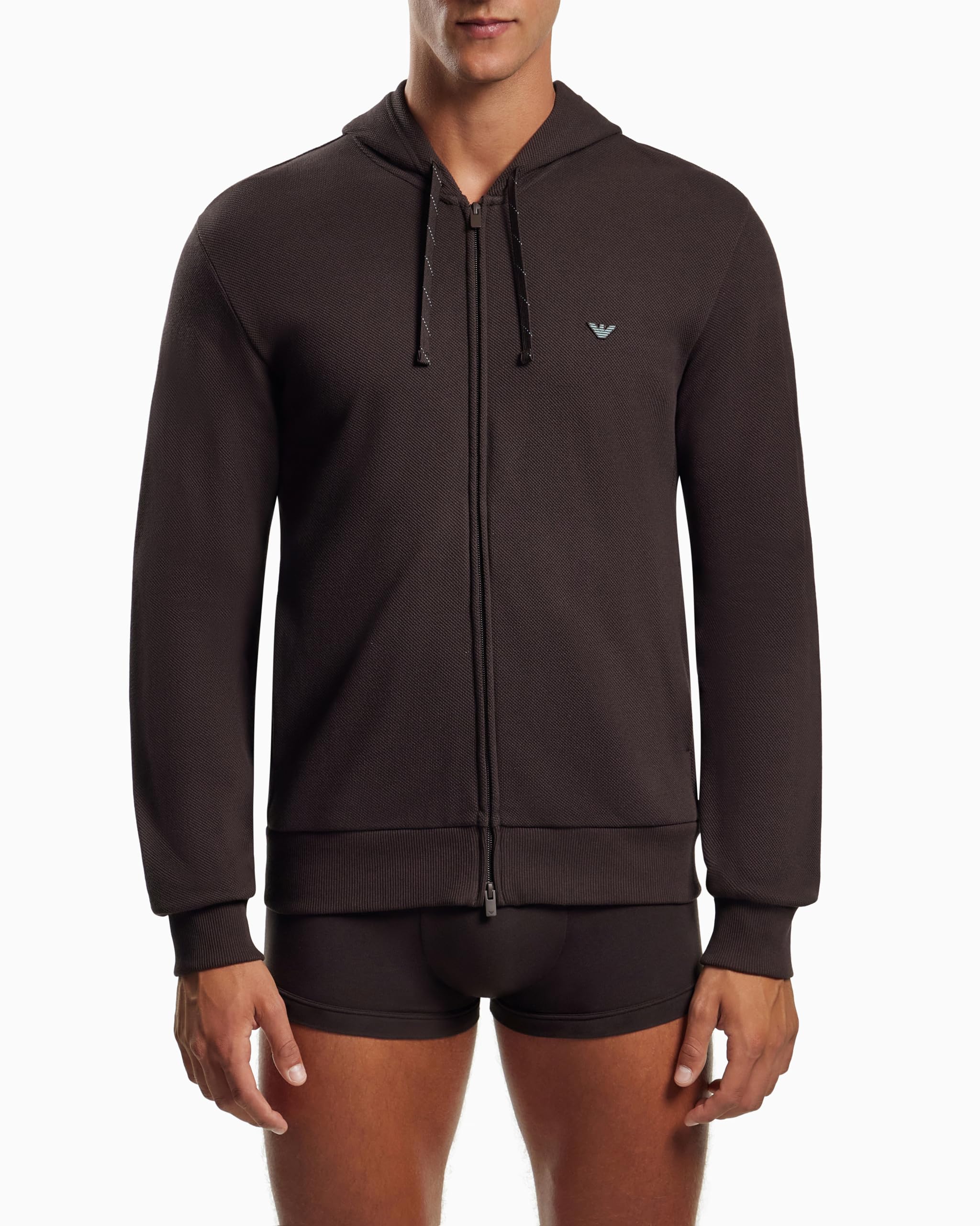 Emporio Armani Piquet Hoodie Sweatshirt Felpa con Cappuccio Uomo (Pacco da 1)